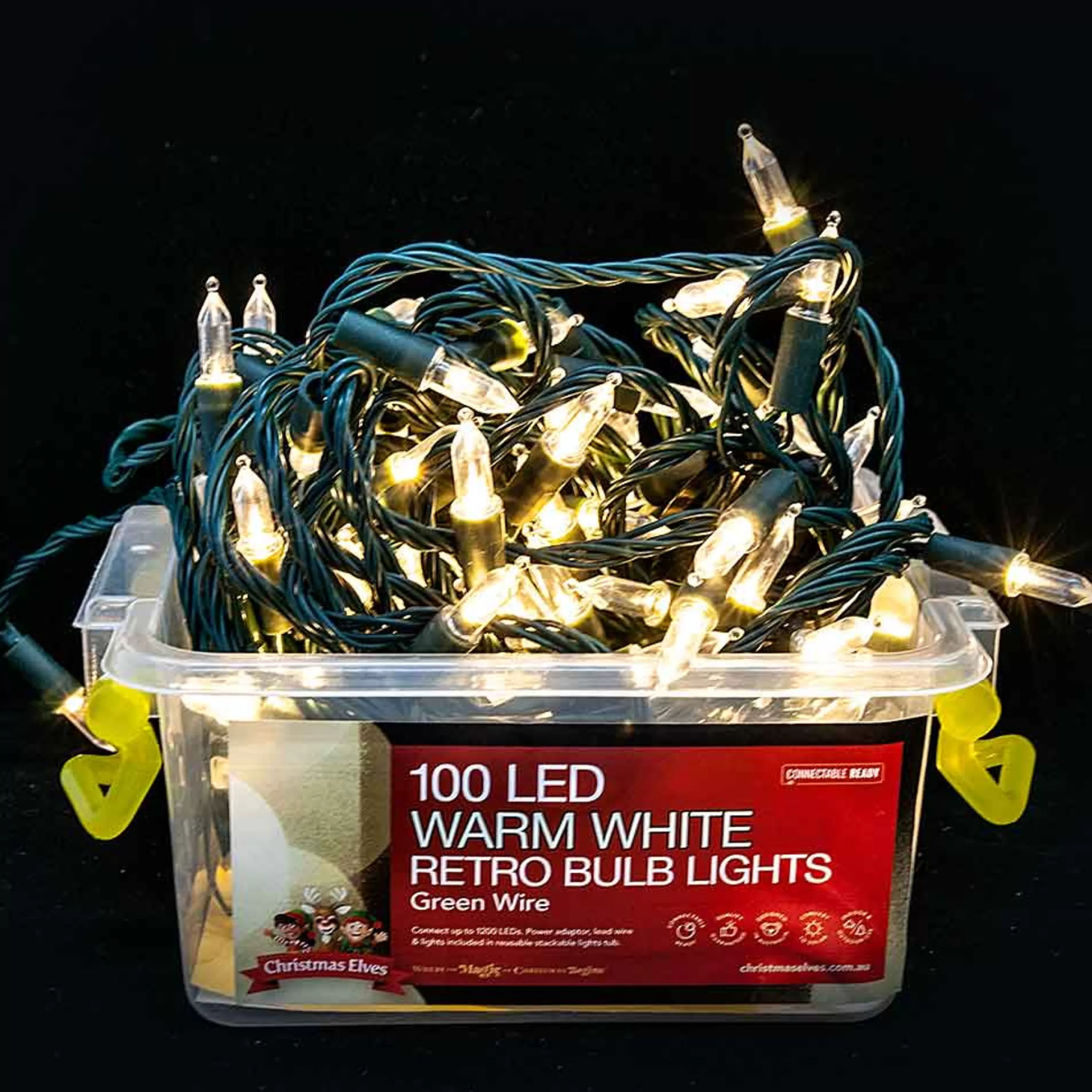 Best Sale * 100 Led Retro Bulb Lightsi Warm White - Green Wire