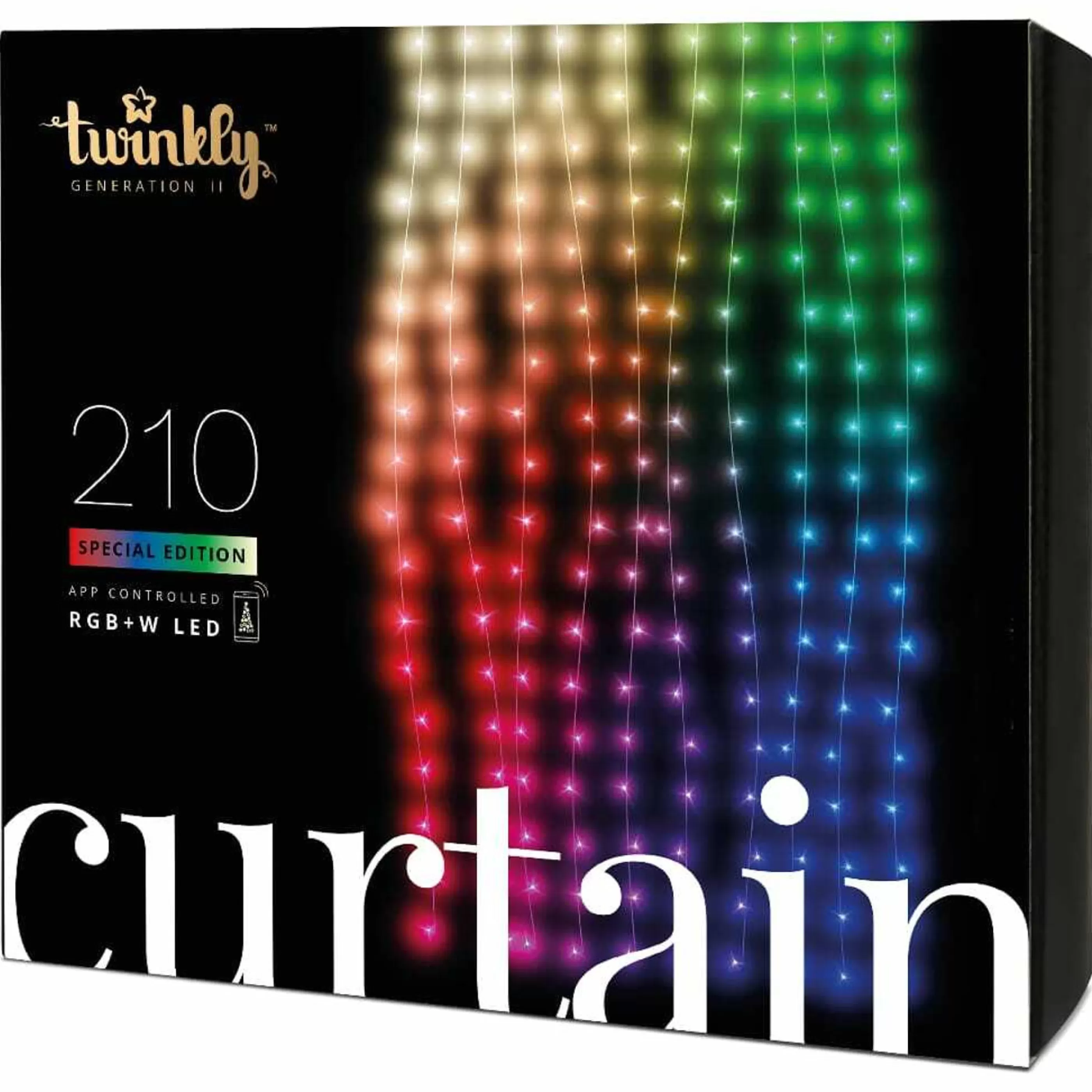 New Twinkly Lights 210 Led Twinkly App-Controlled Smart Curtain Lights - Rgb + W