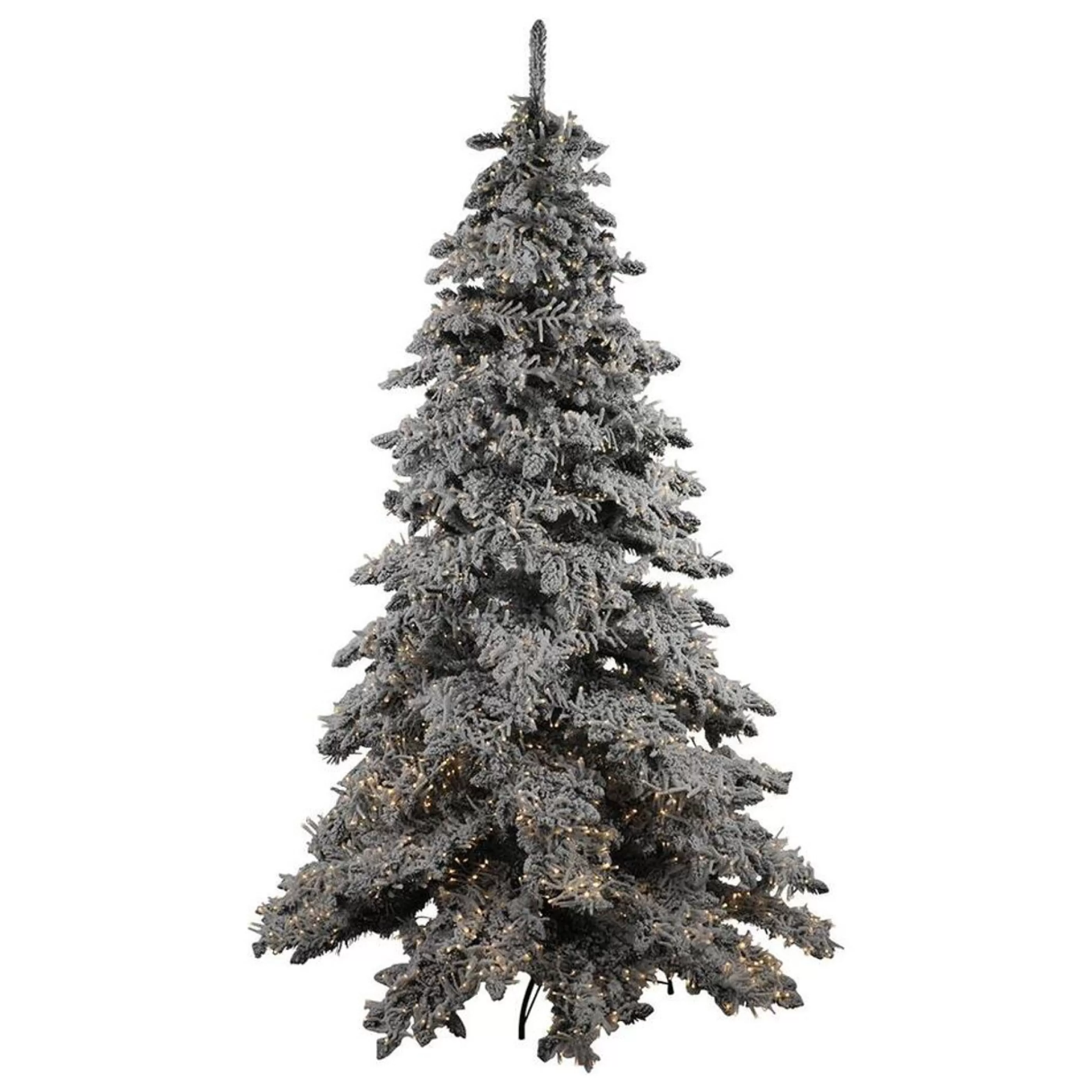 Cheap * 7Ft Flocked Prelit Snow Pine Christmas Tree - 210Cm