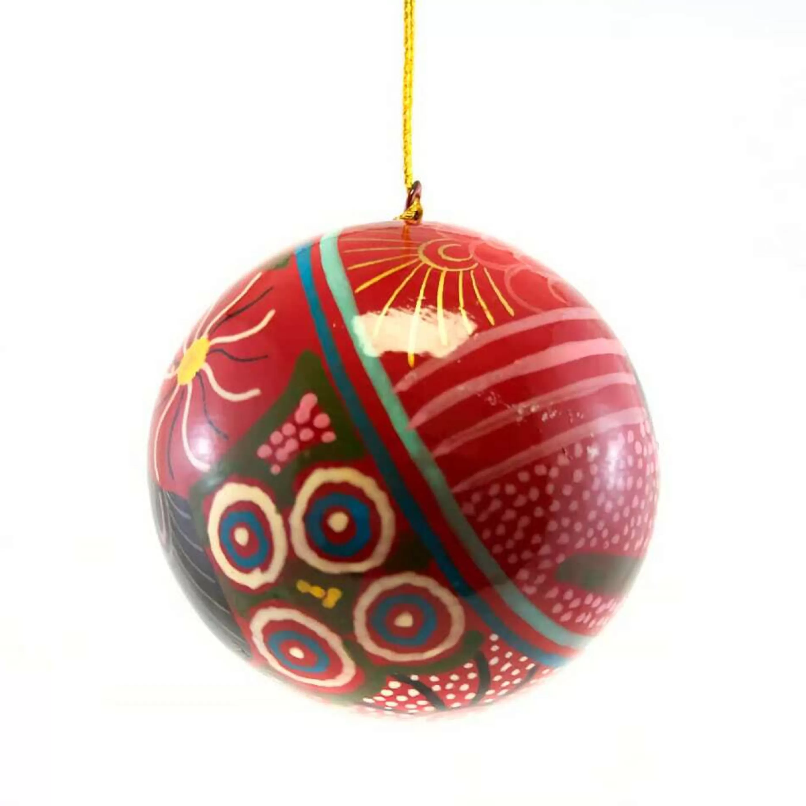 * Australian Decorations | Aboriginal Christmas Bauble (Dym923) - 7.6Cm