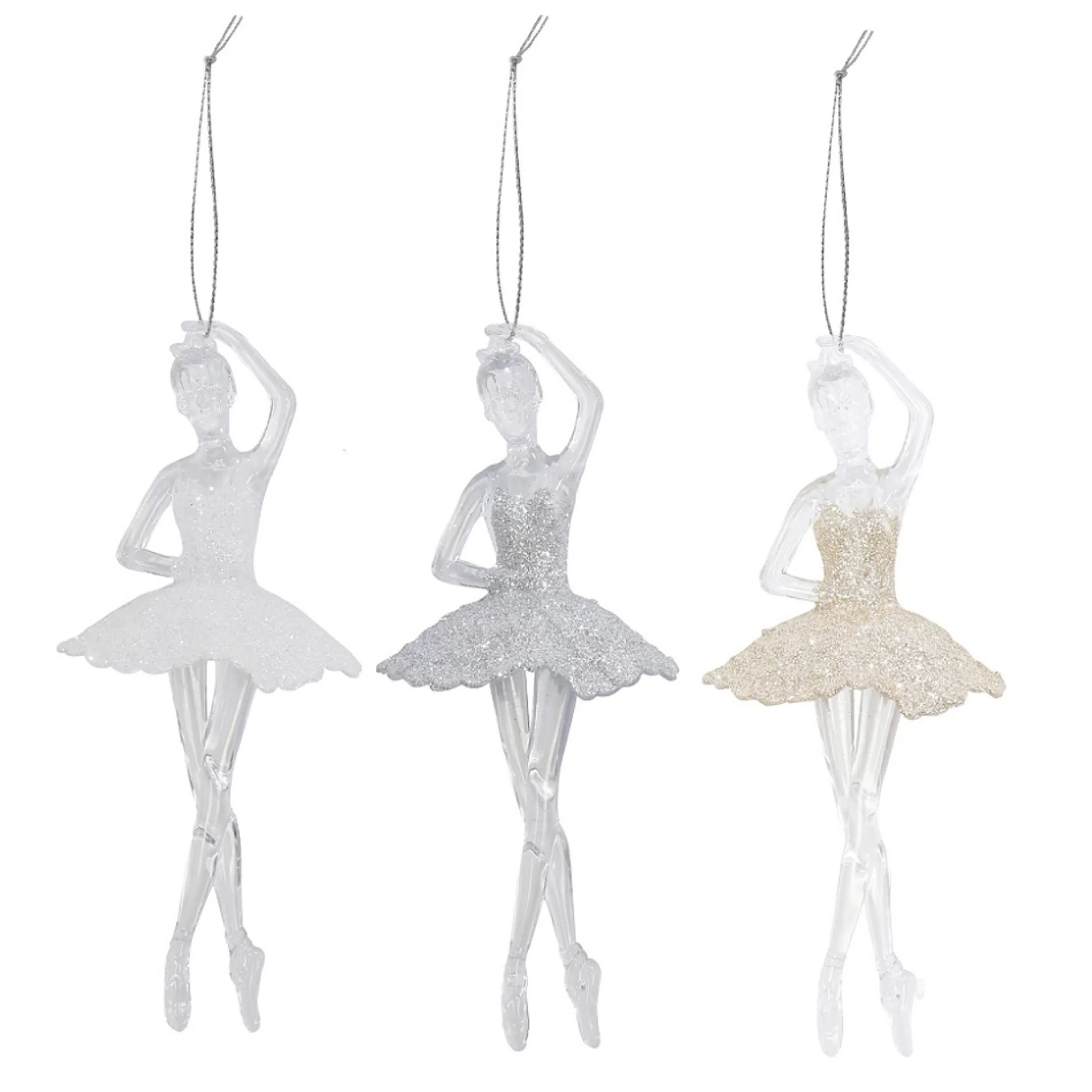 * Hanging Christmas Ornaments | Acrylic Glitter Ballerina (3 Colours) - 17Cm