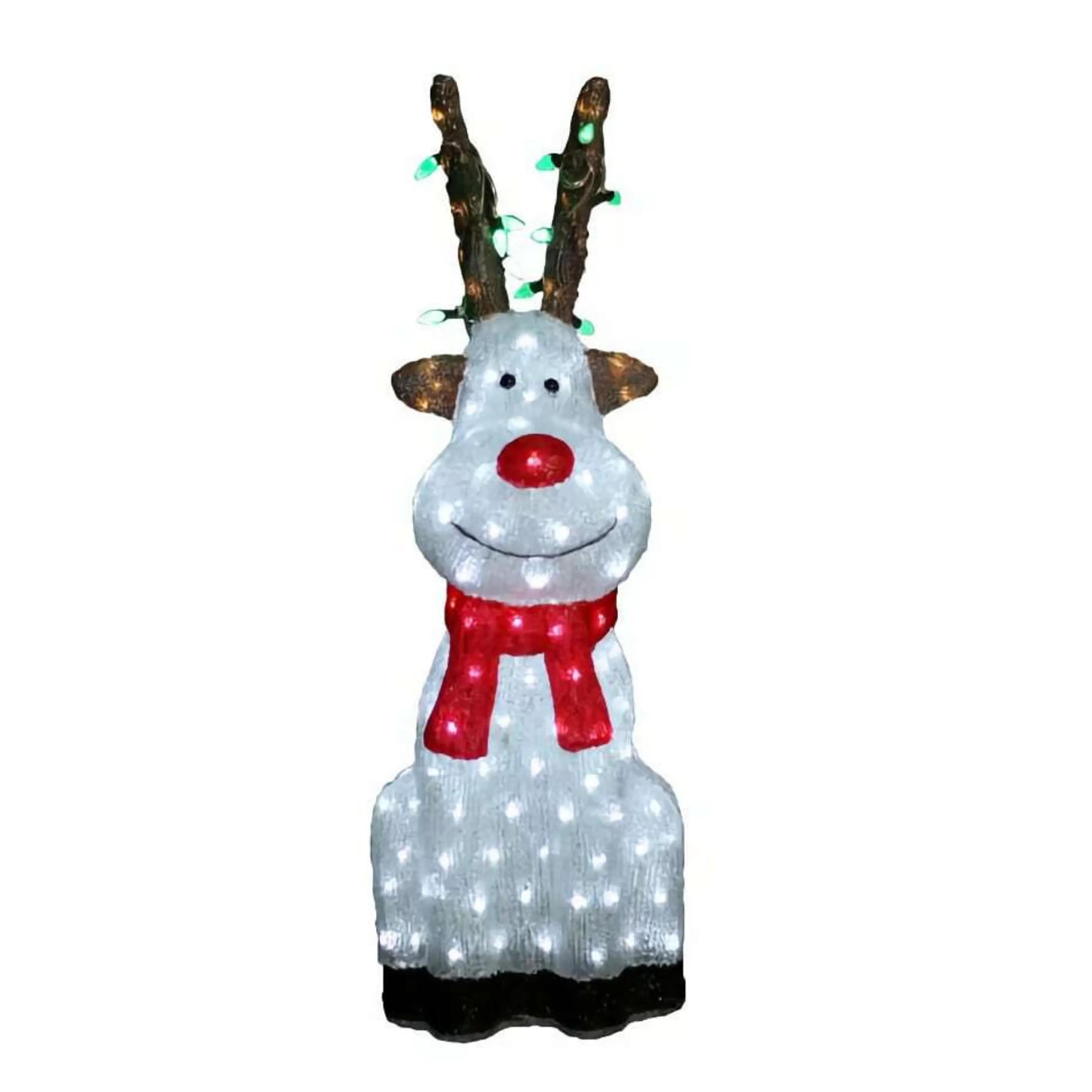 Discount * Acrylic Light Up Sitting Red Nose Reindeer - 50Cm