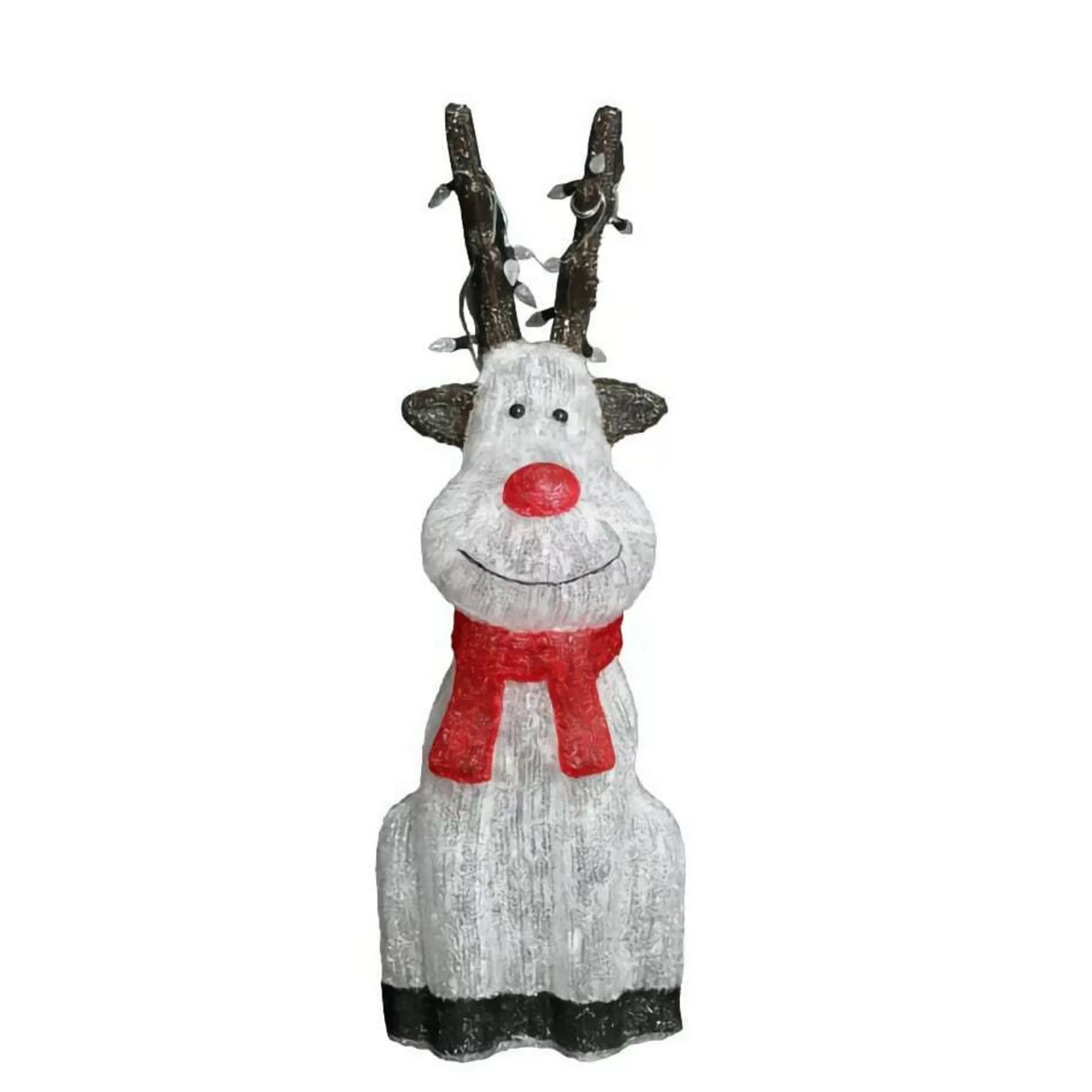 Discount * Acrylic Light Up Sitting Red Nose Reindeer - 50Cm