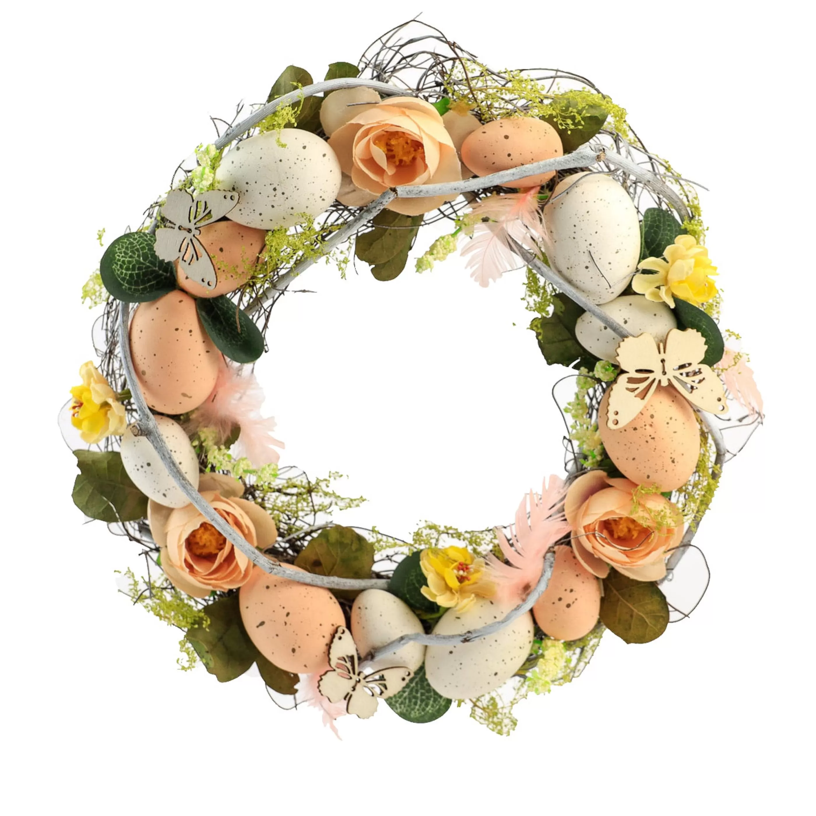 Easter Town Floristry | Apricot Floral Easter Wreath - 26Cm