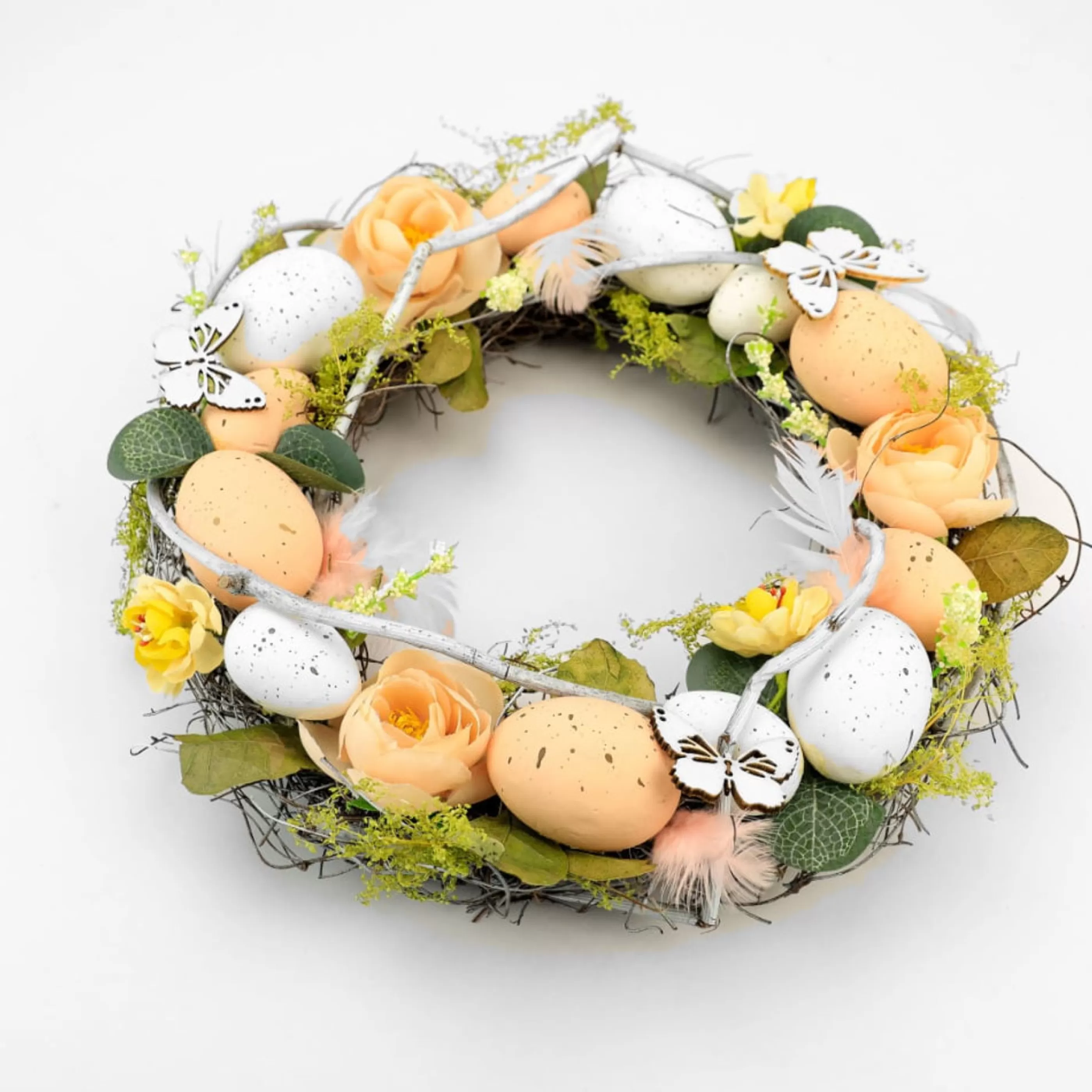 Easter Town Floristry | Apricot Floral Easter Wreath - 26Cm