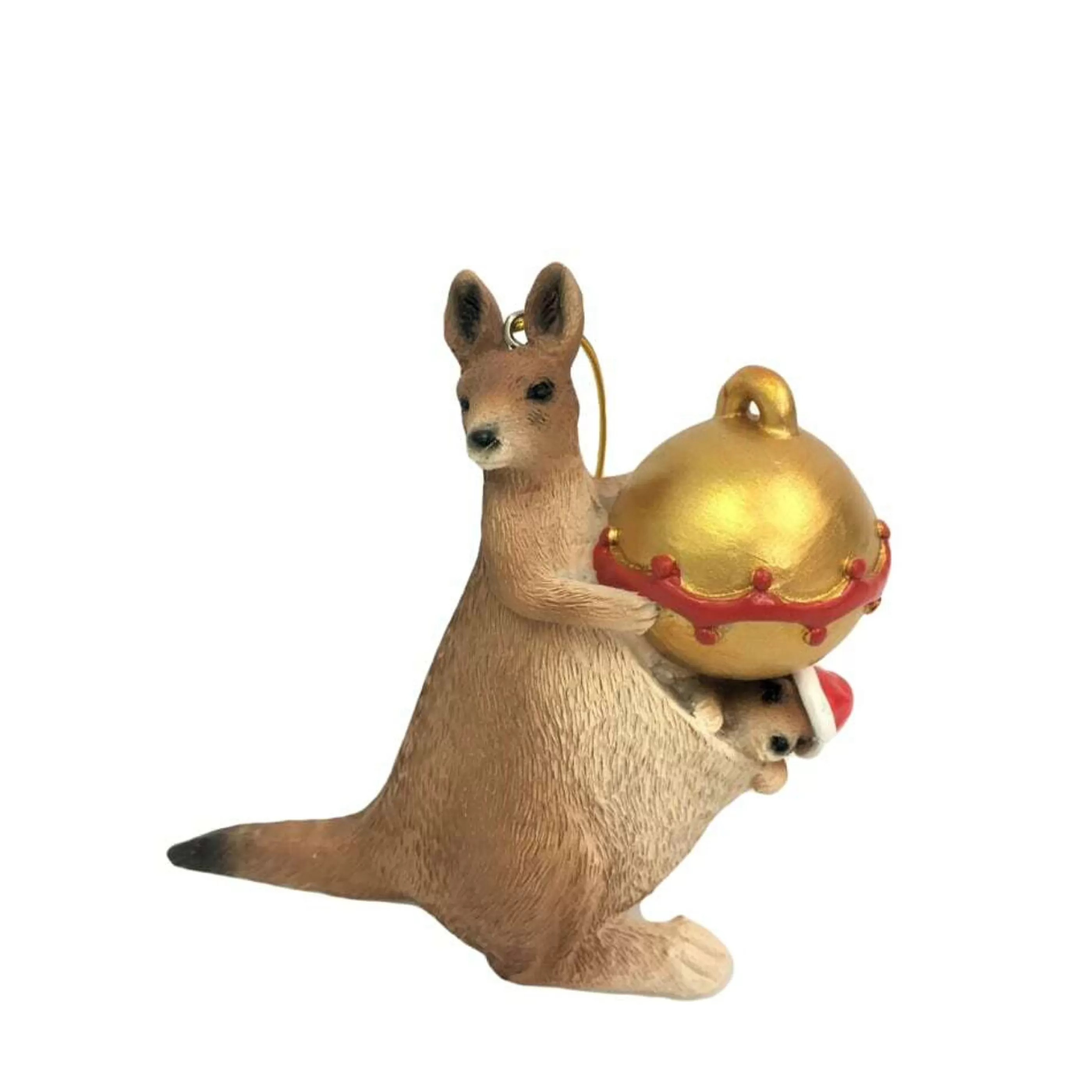 * Australian Decorations | Aussie Kangaroo With Joey And Bauble - 12Cm