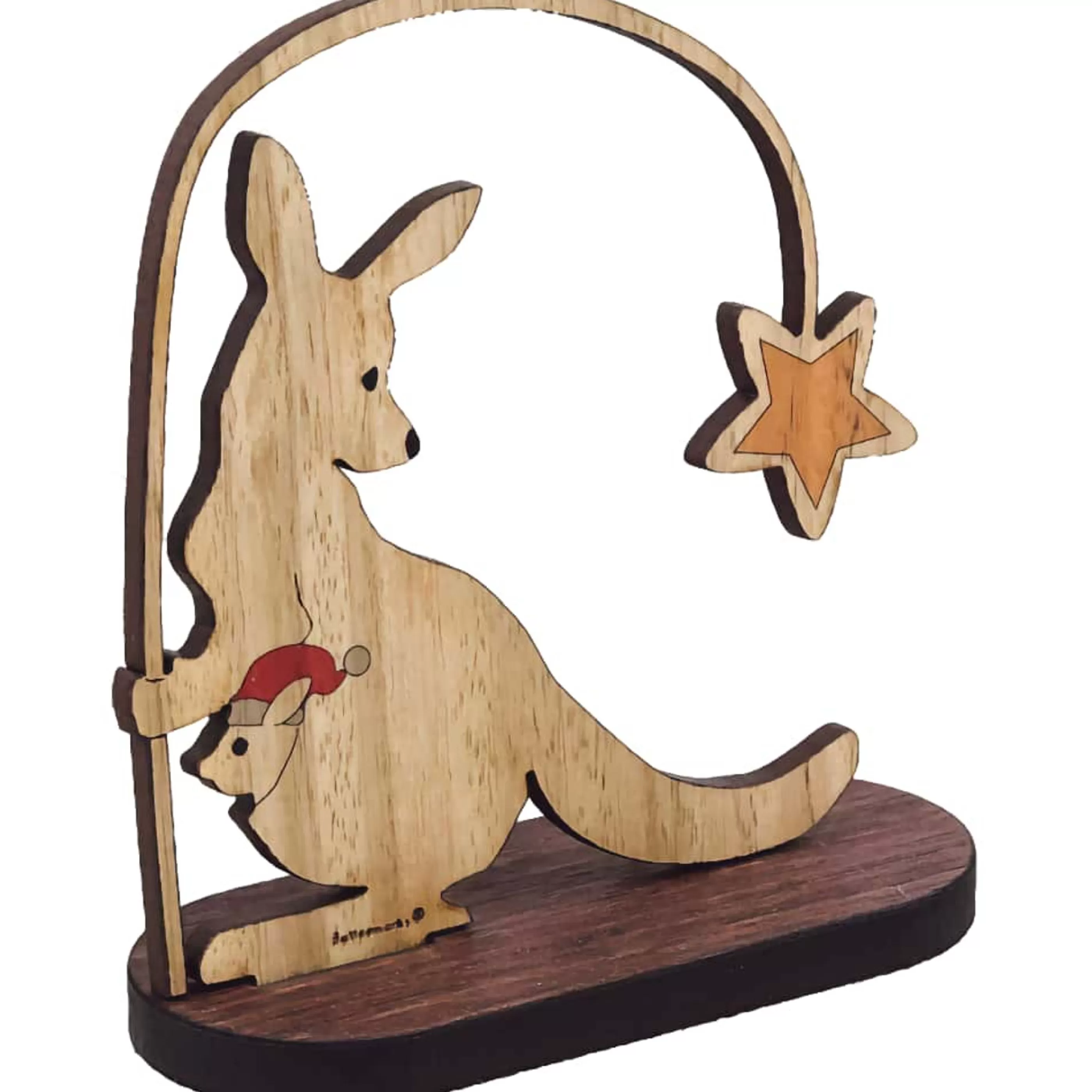 * Hanging Christmas Ornaments | Australian Christmas Kangaroo And Joey With Star - 11Cm