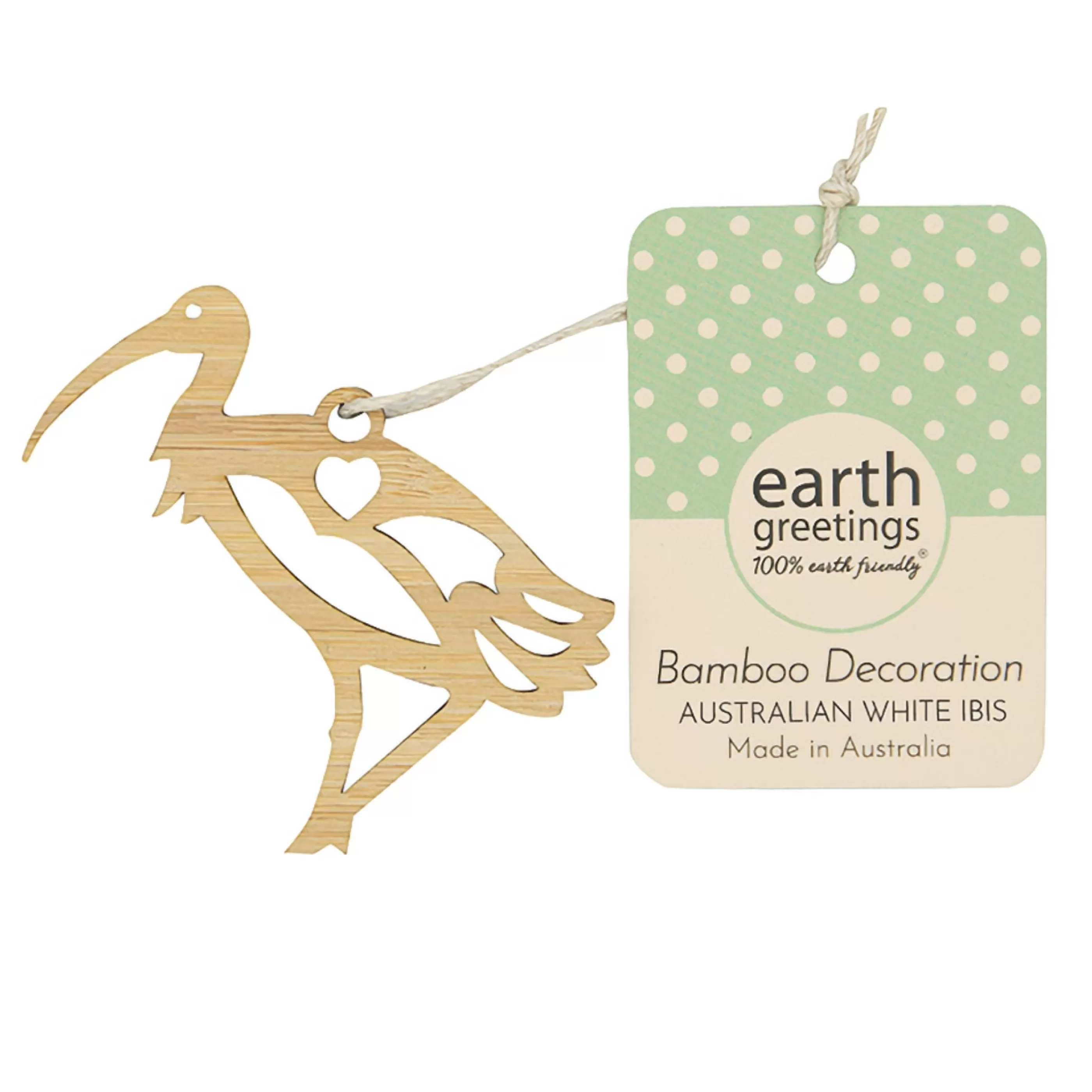 * Hanging Christmas Ornaments | Australian White Ibis Bamboo Decoration - 7Cm