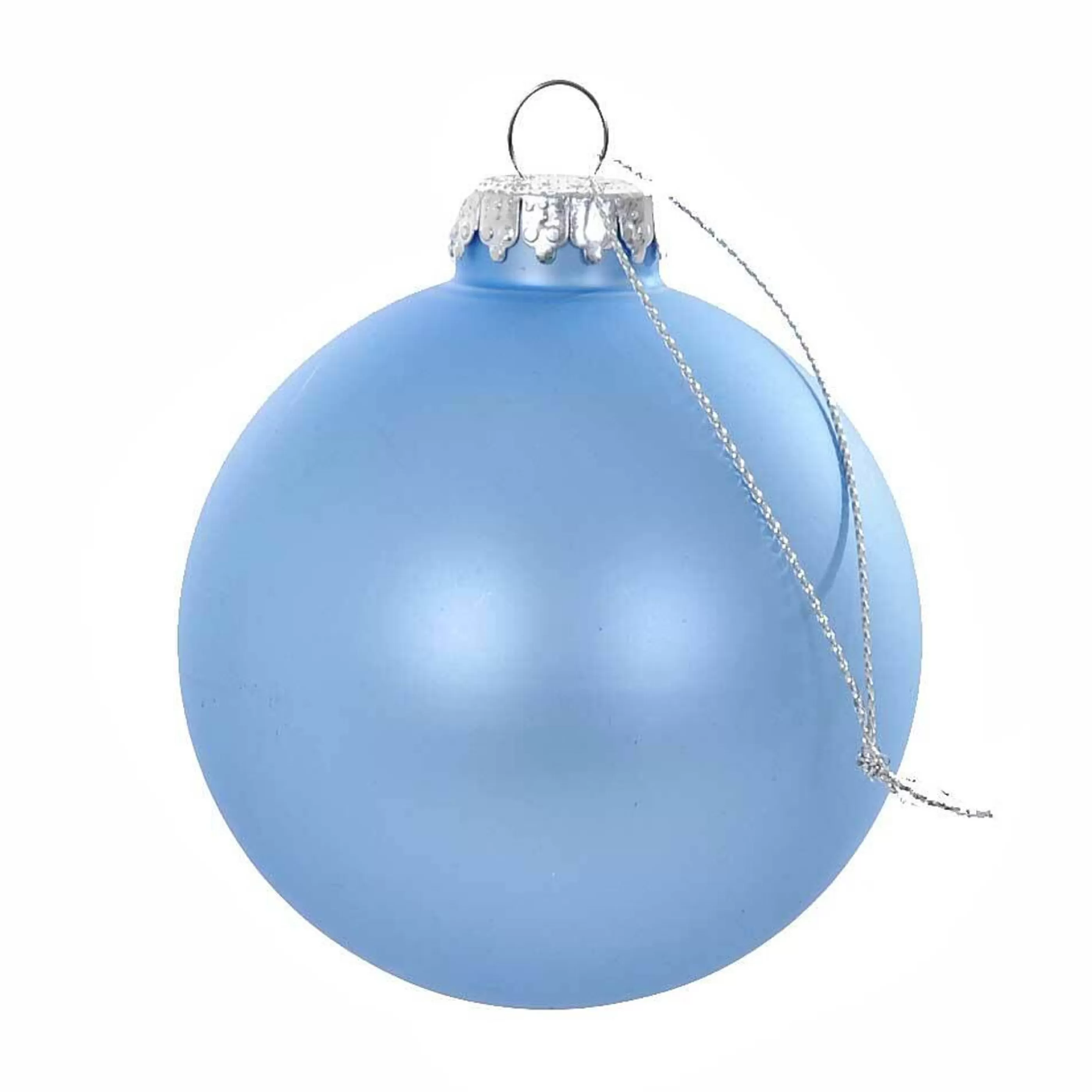 * Hanging Christmas Ornaments | Baby Blue Matt Glass Bauble - 8Cm