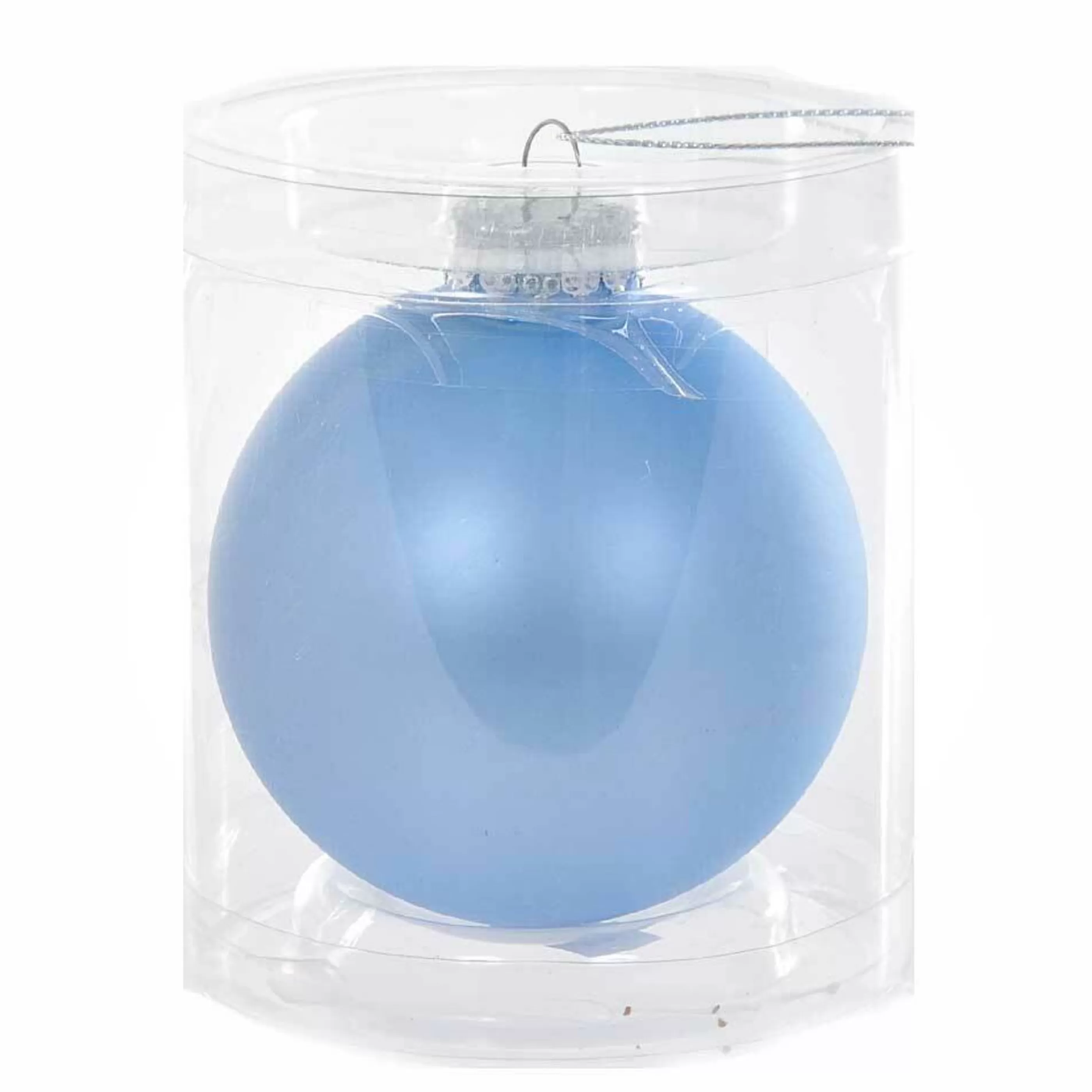 * Hanging Christmas Ornaments | Baby Blue Matt Glass Bauble - 8Cm