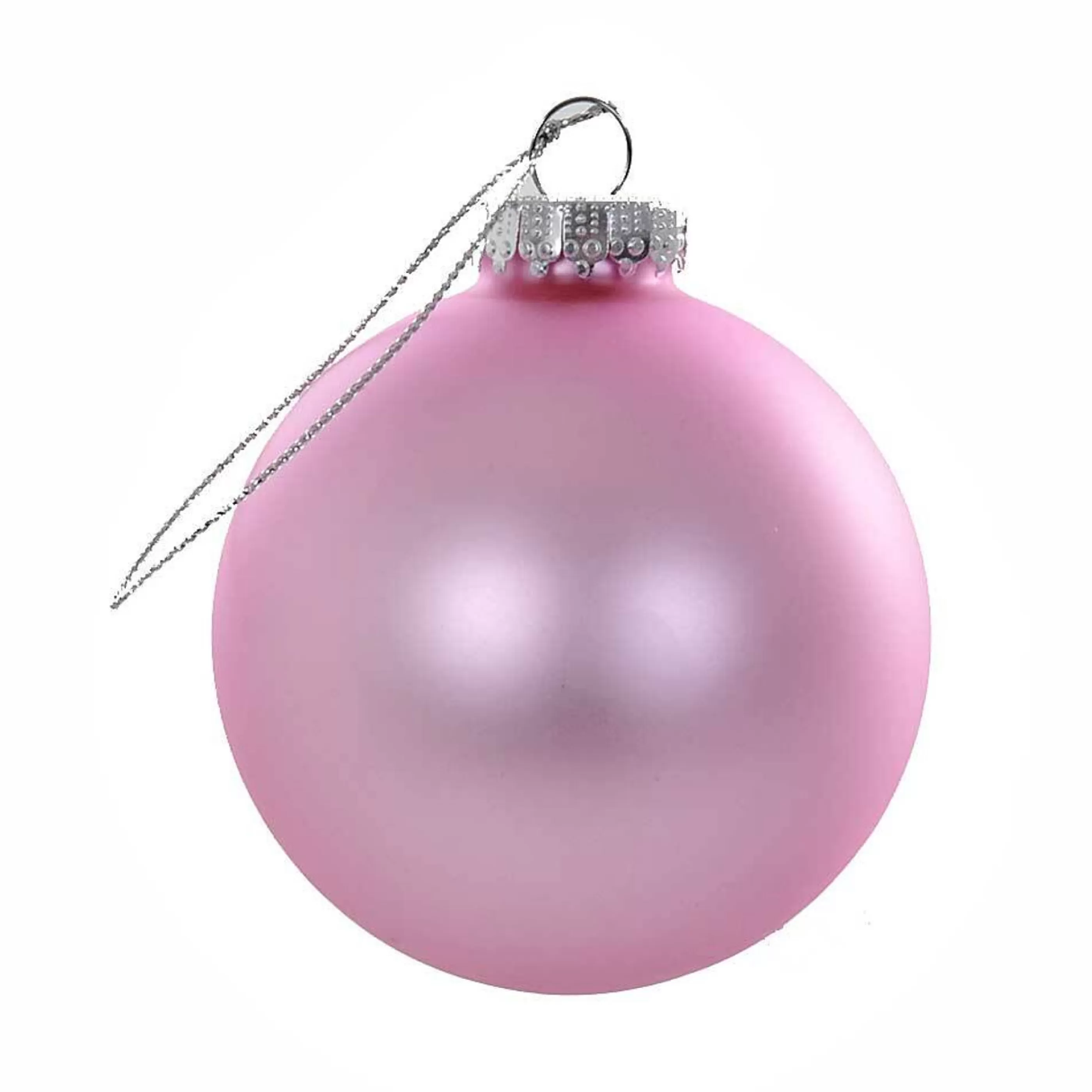 * Hanging Christmas Baubles | Baby Pink Matt Glass Bauble - 8Cm