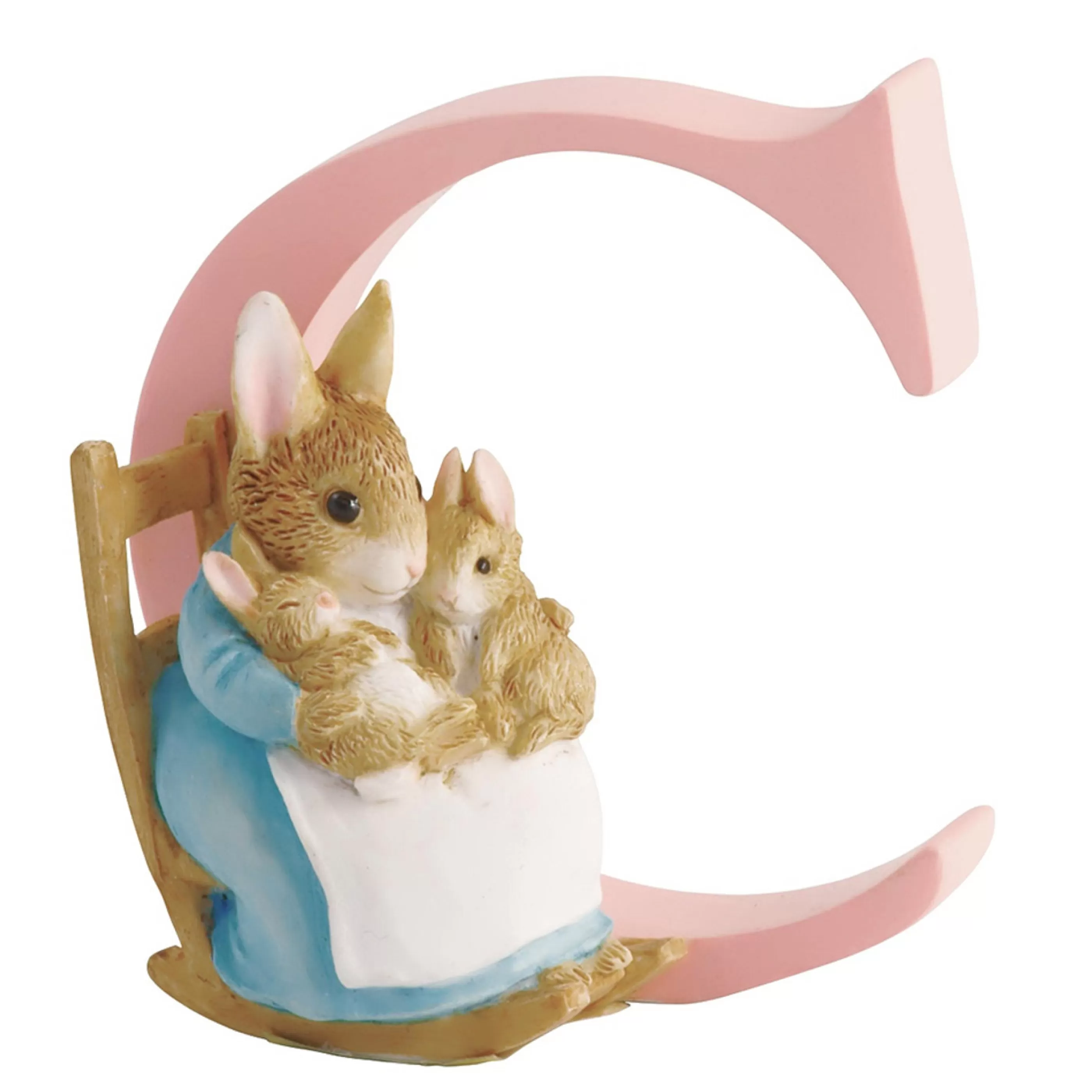 Beatrix Potter - Peter Rabbit Table Top Decorations | Beatrix Potter - Letter C Mrs Rabbit & Carrot Figurine - 7Cm