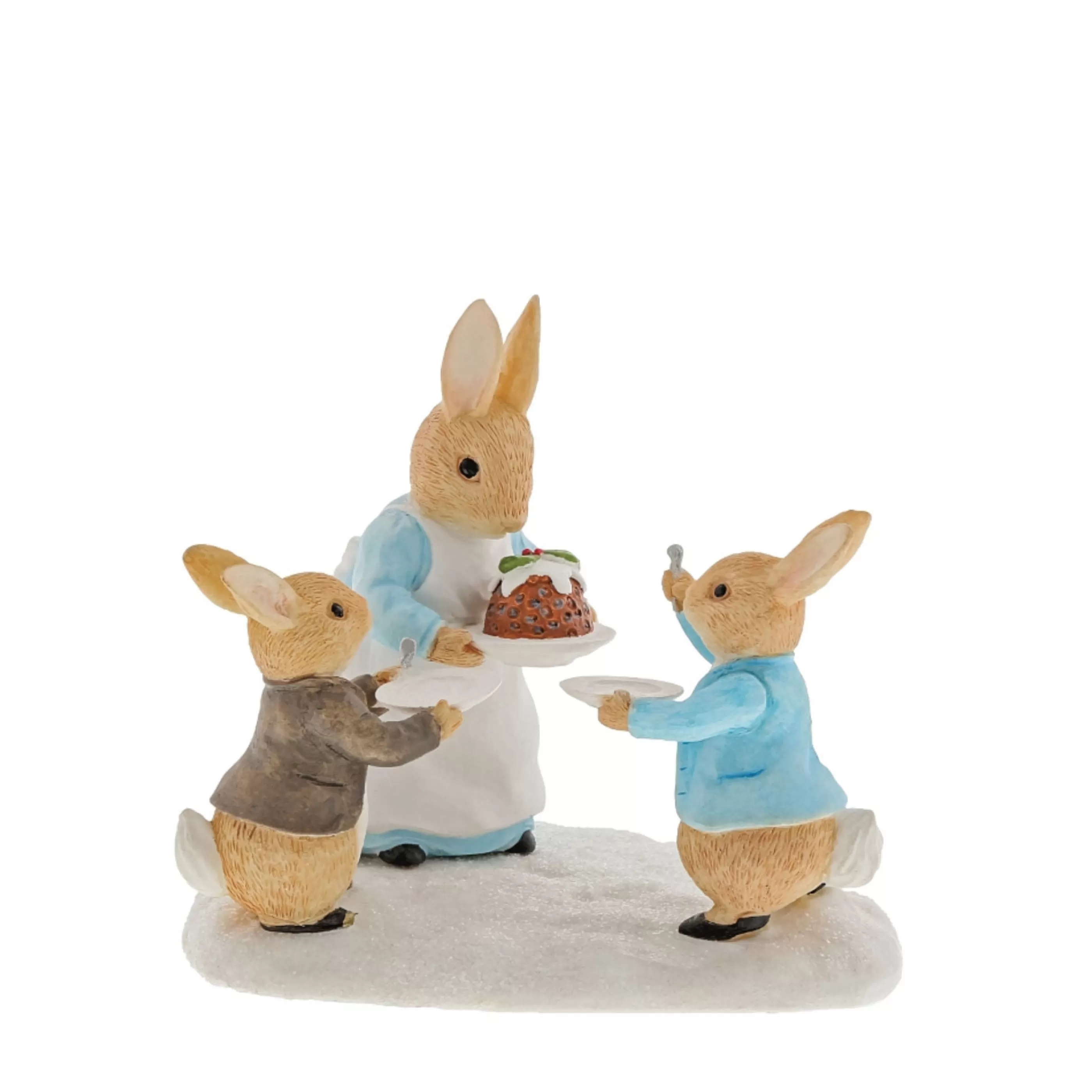 Beatrix Potter - Peter Rabbit Table Top Decorations | Beatrix Potter Mrs Rabbit With Christmas Pudding - 7Cm