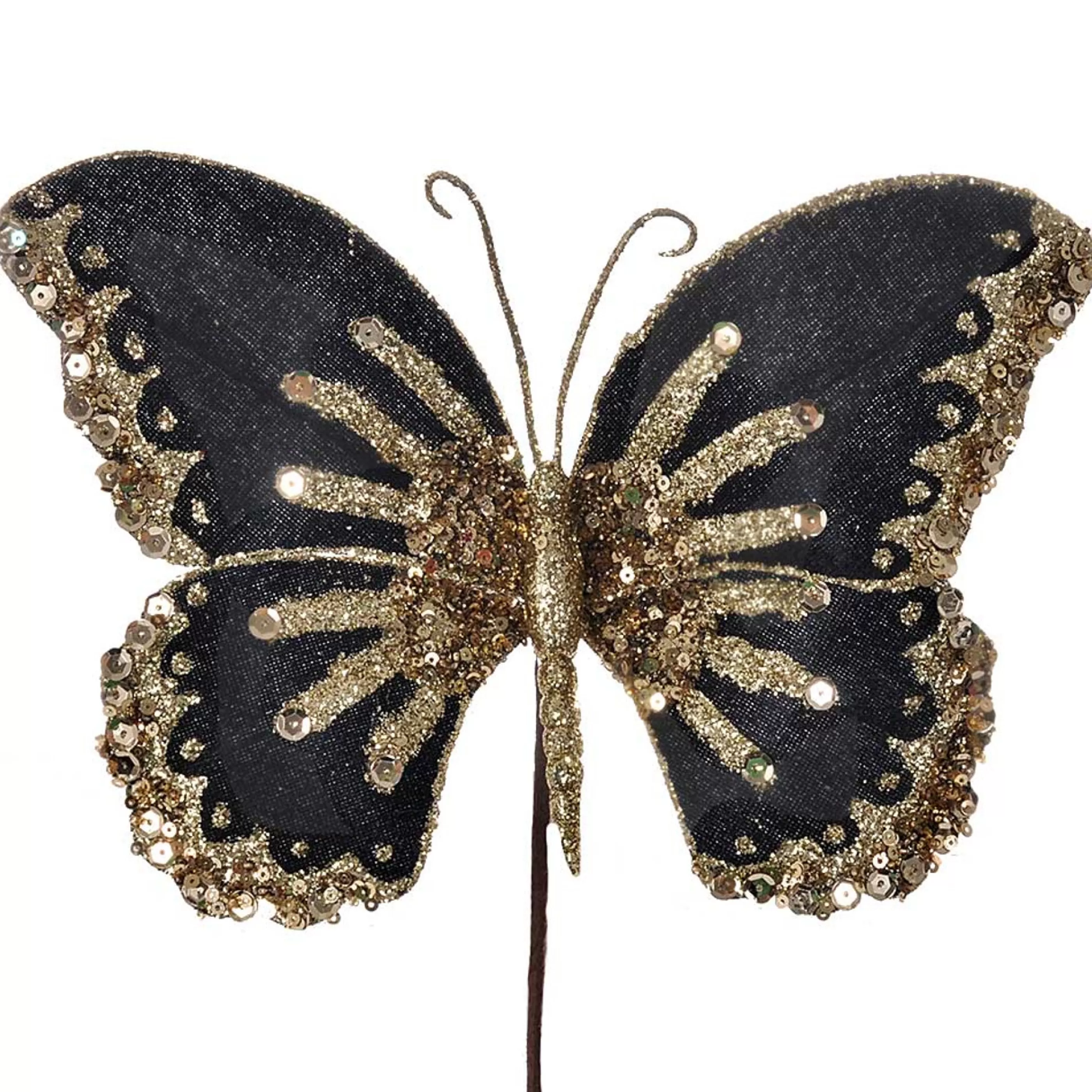 * Birds & Butterflies | Black Butterfly With Gold Glimmer Highlights - 10Cm