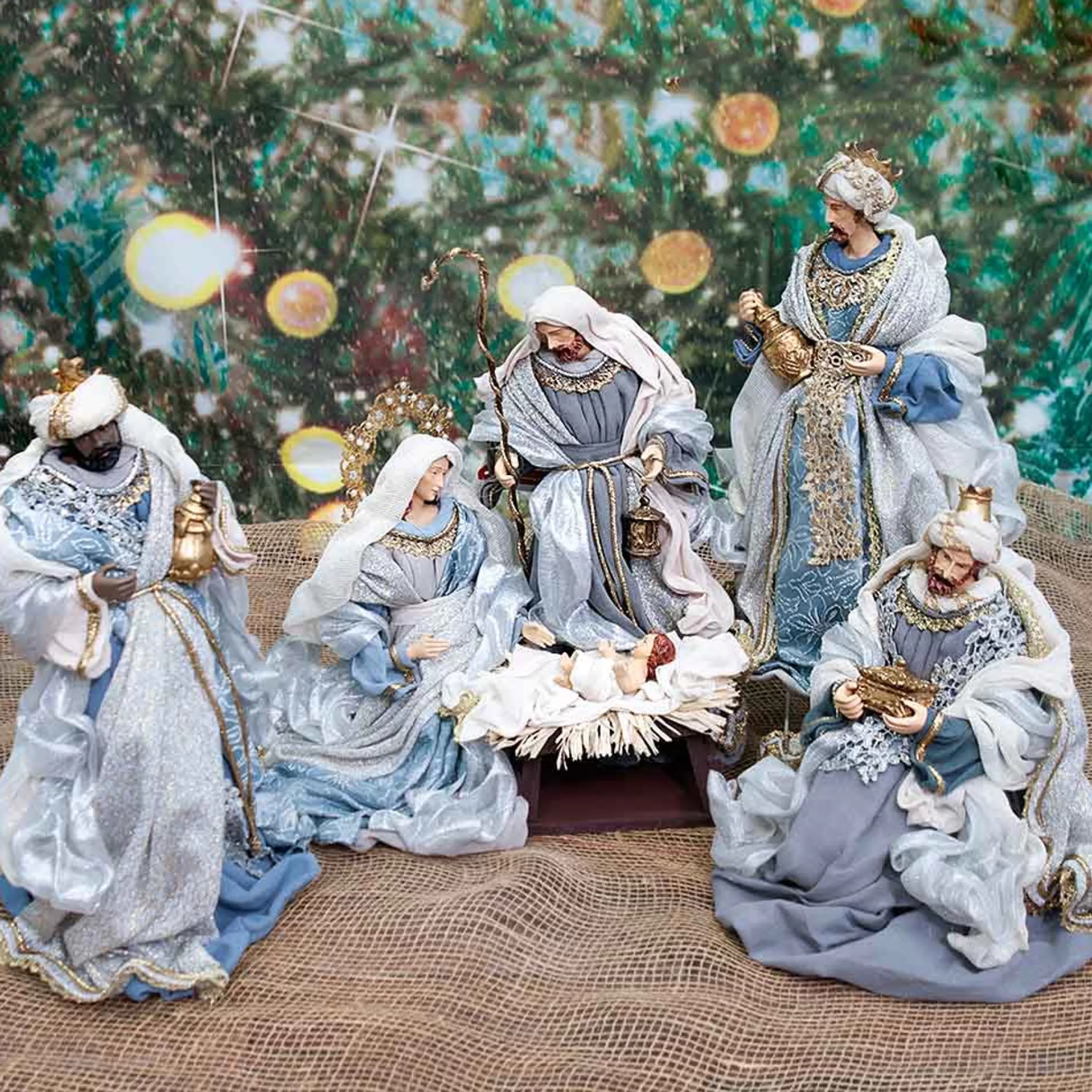 Store * Blue Grey Matthias Nativity Set (Set Of 6) - 35Cm