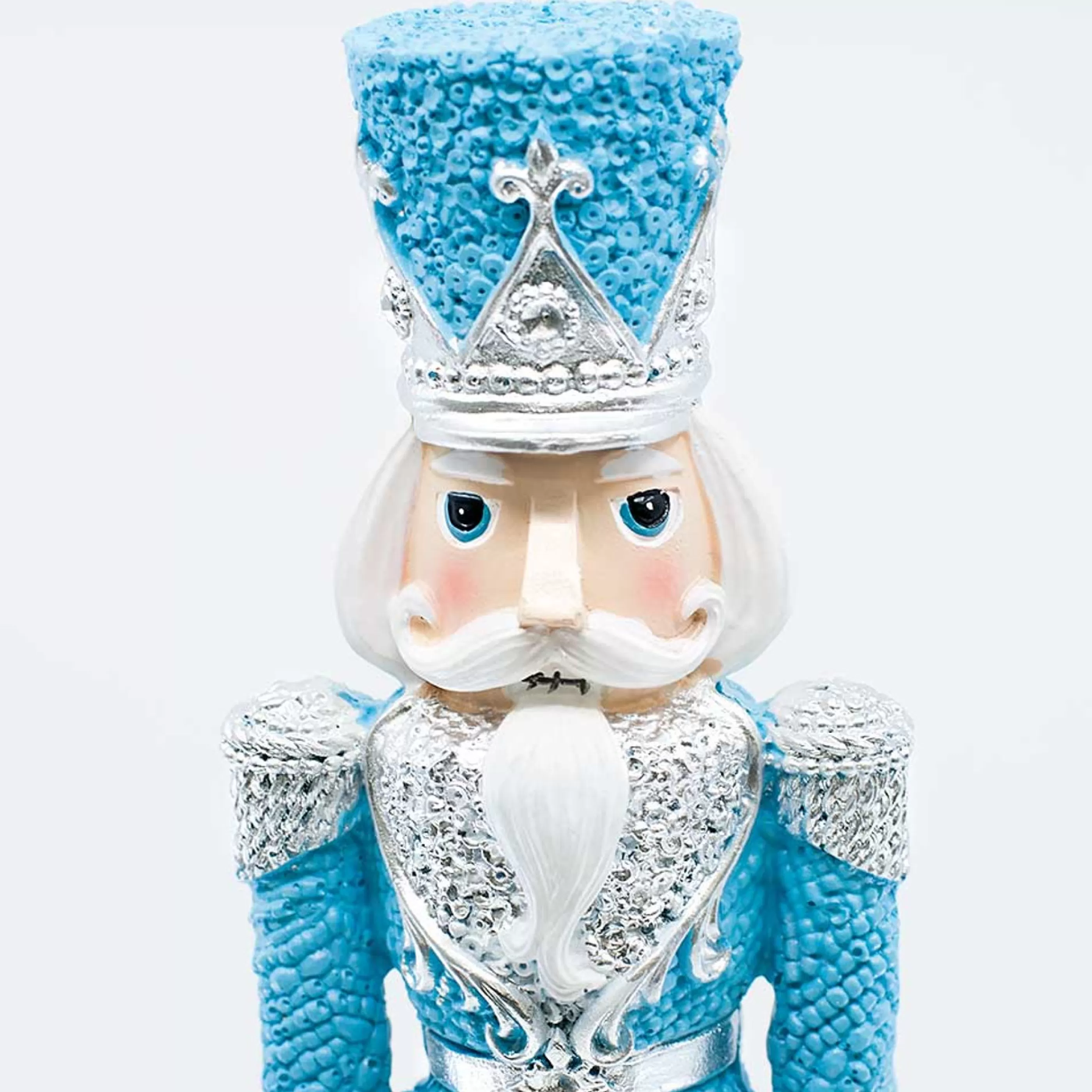 * Table Top Decorations | Blue Silver Festive Glitter Nutcracker - 33Cm