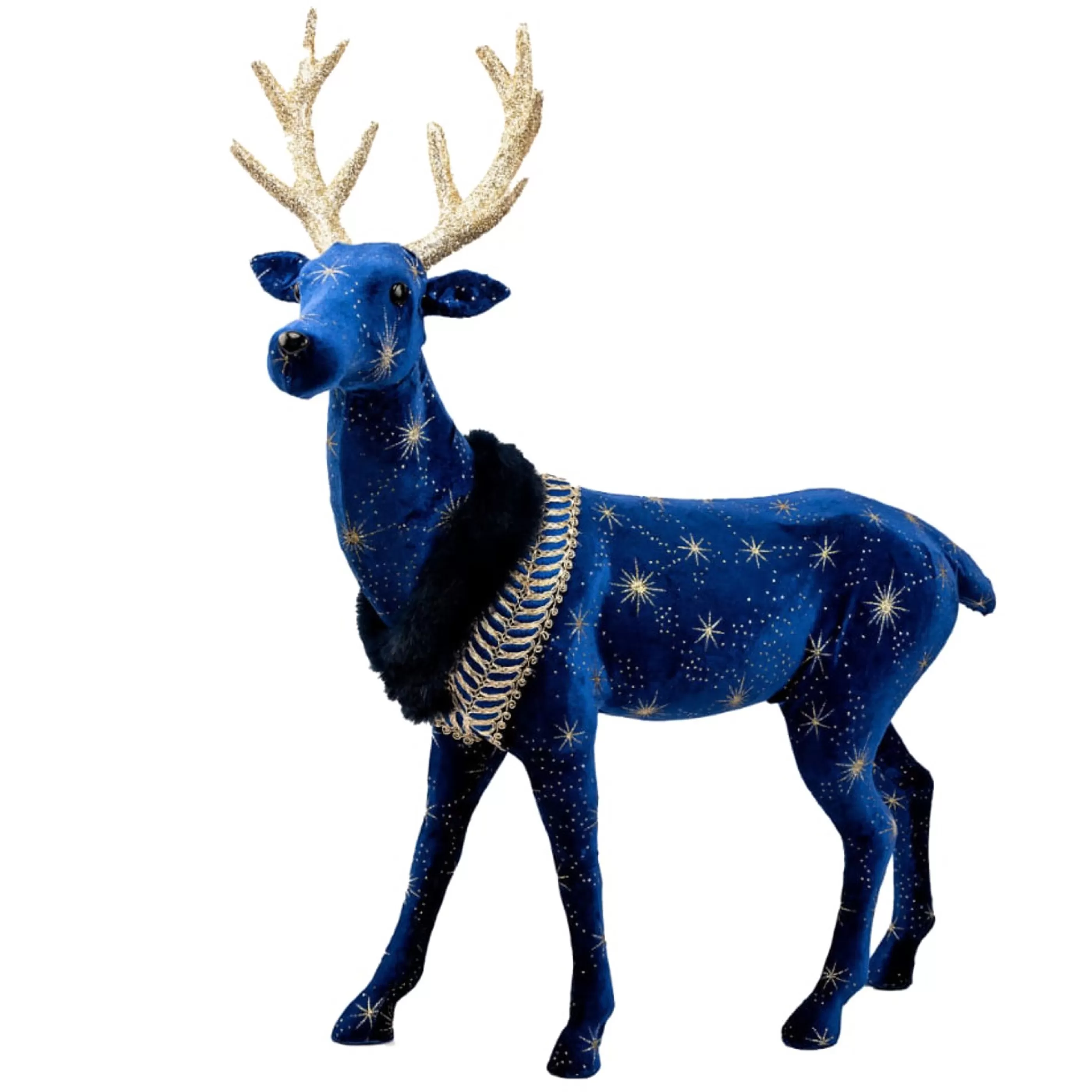 * Table Top Decorations | Blue Standing Reindeer With Stars - 70Cm