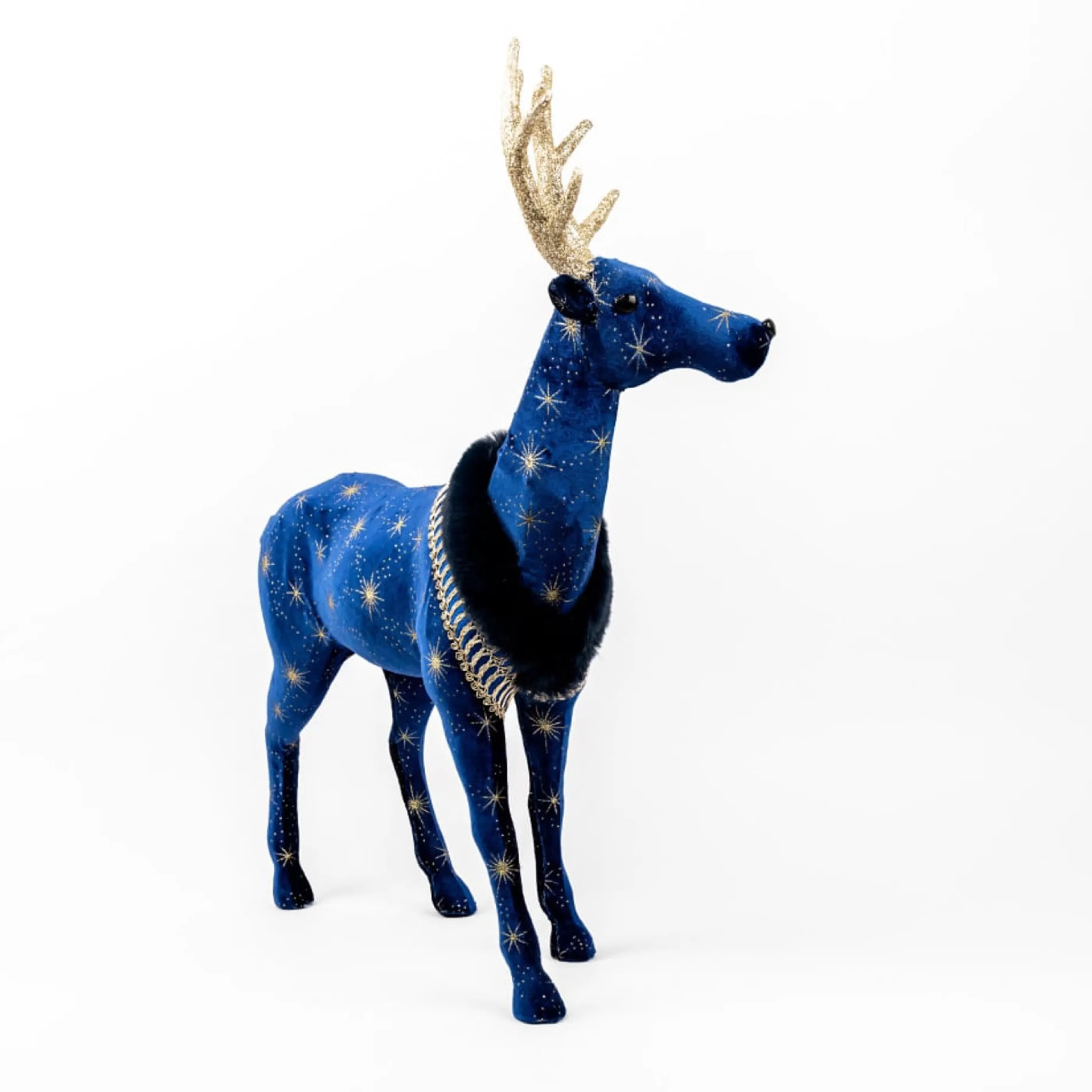 * Table Top Decorations | Blue Standing Reindeer With Stars - 70Cm