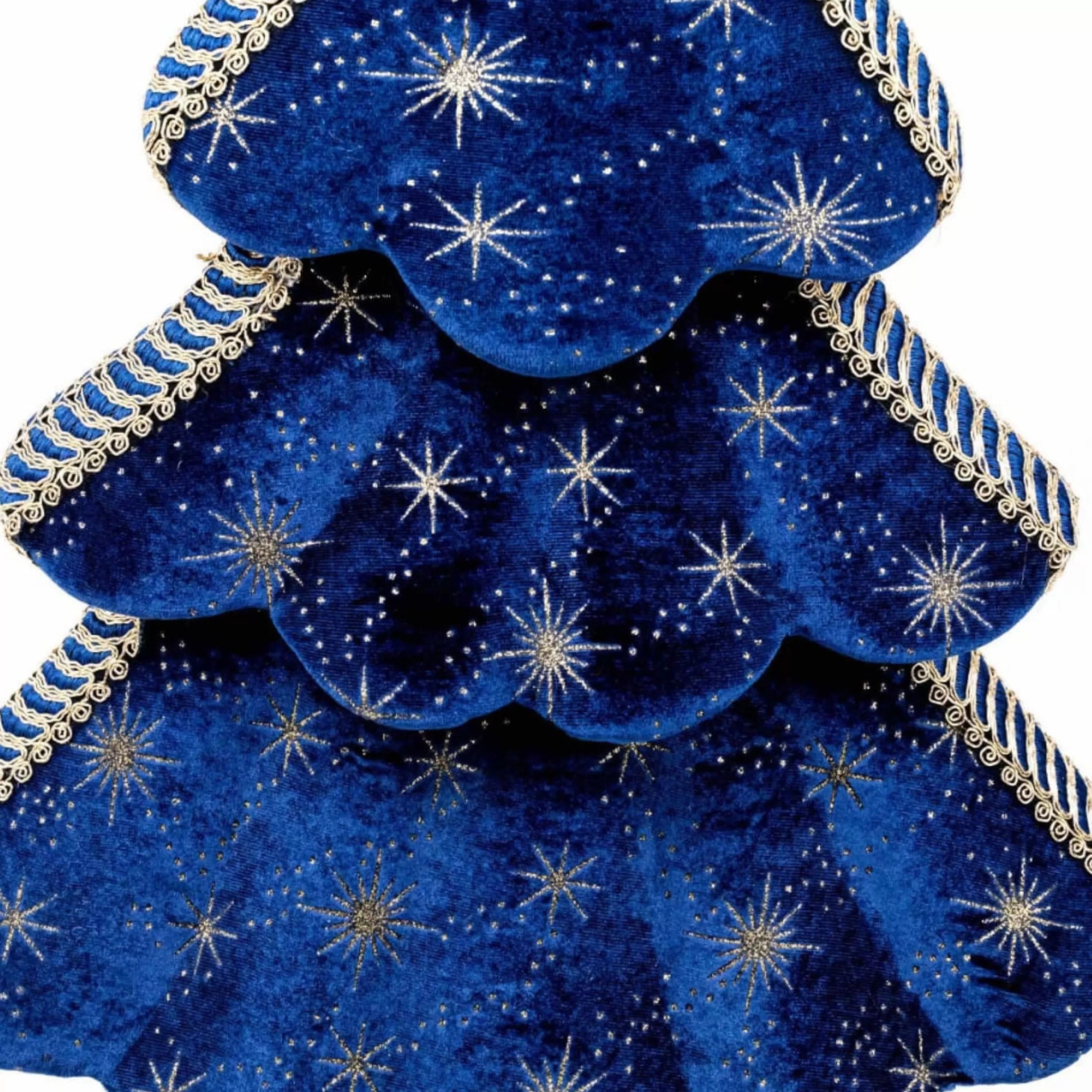 * Table Top Decorations | Blue Velvet Tree With Stars - 59Cm