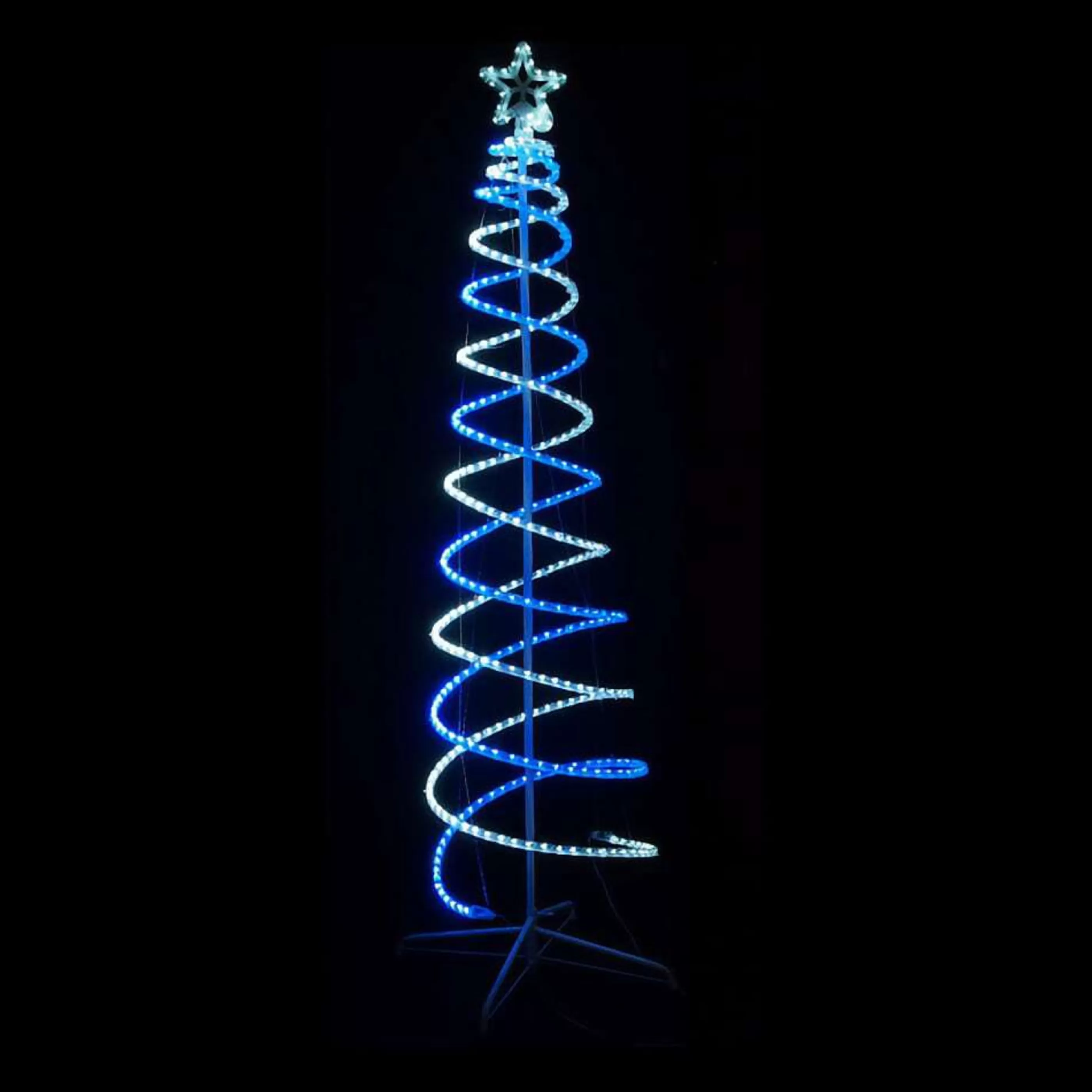 Discount * Blue White Double Spiral Led Ropelight Tree - 2.1M