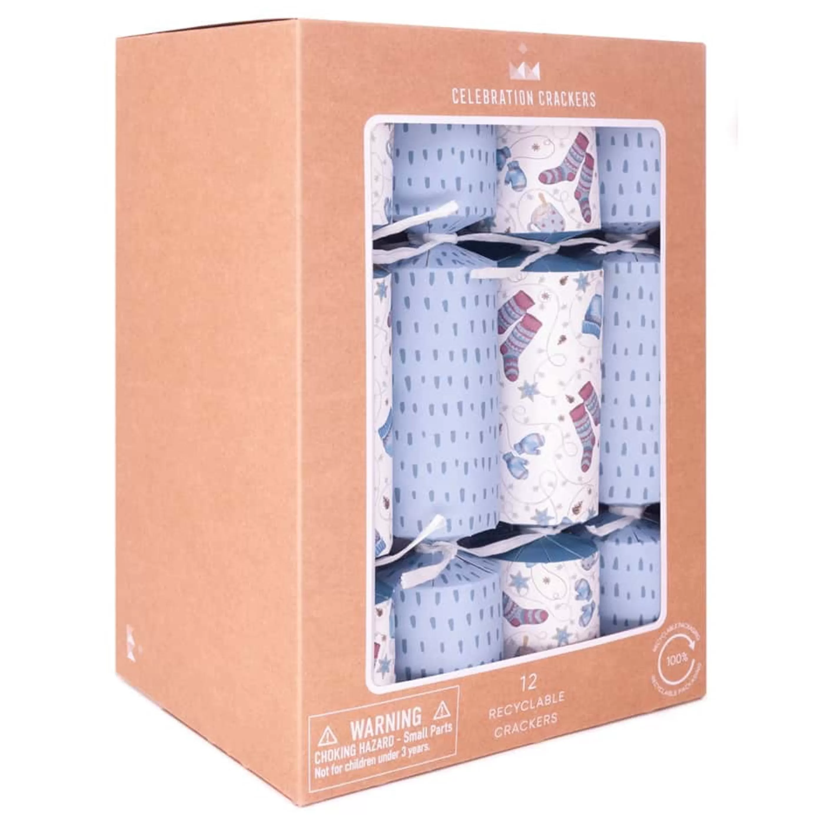 Shop Celebration Crackers Blue White Hygge Christmas Crackers (Pack Of 12) - 30Cm