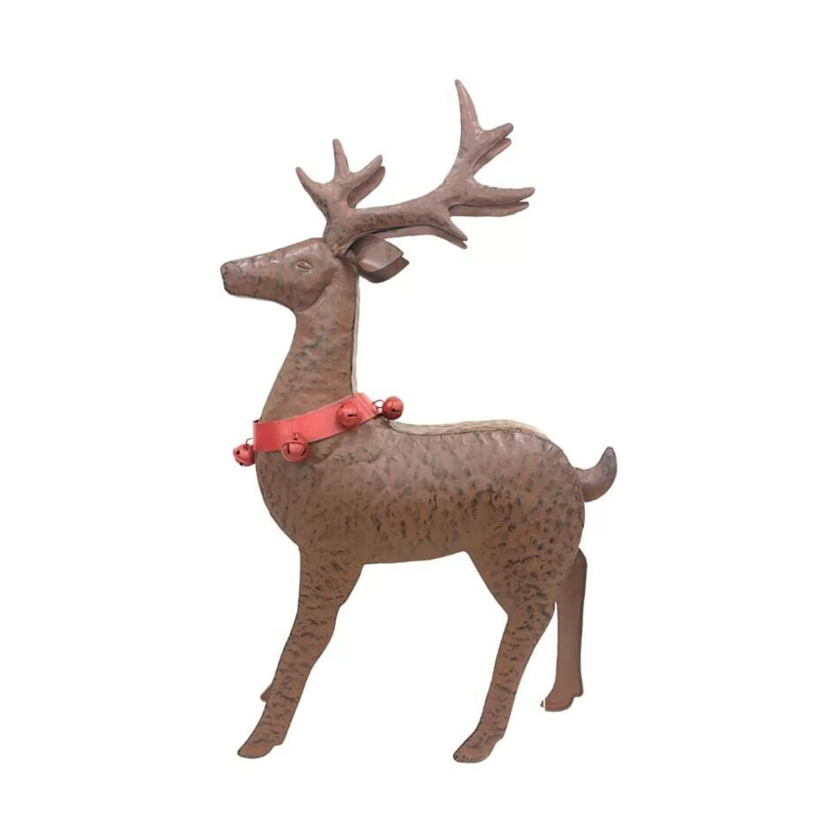 * Table Top Decorations | Brown Distressed Metal Standing Reindeer - 58Cm