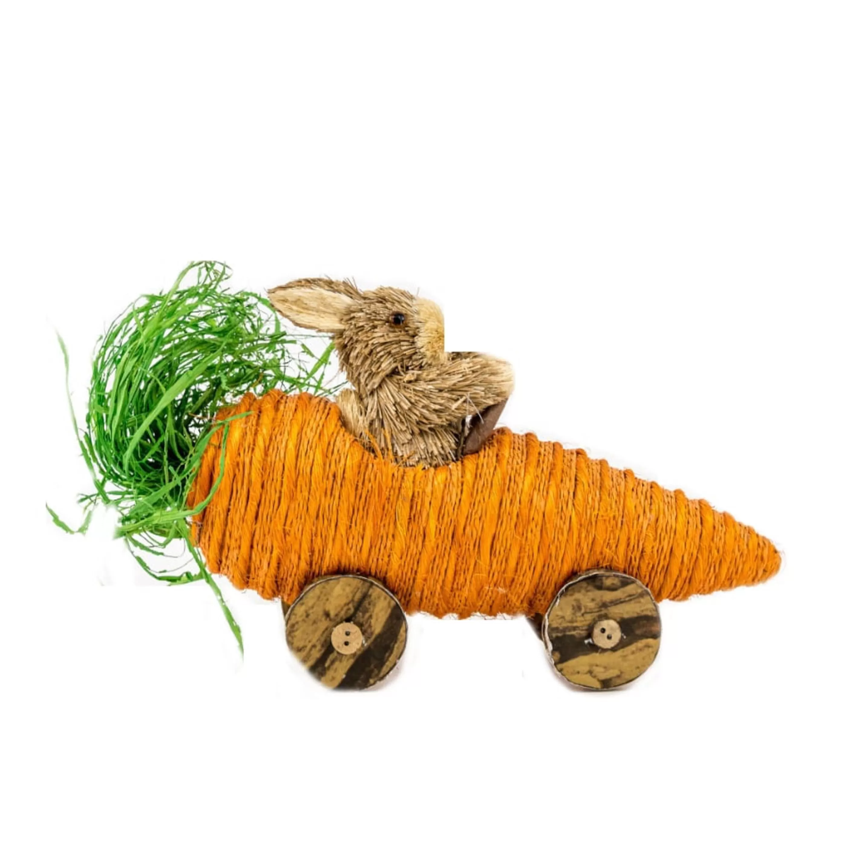 Hot Easter Town Brown Easter Bunny In Carrot Car - 35Cm