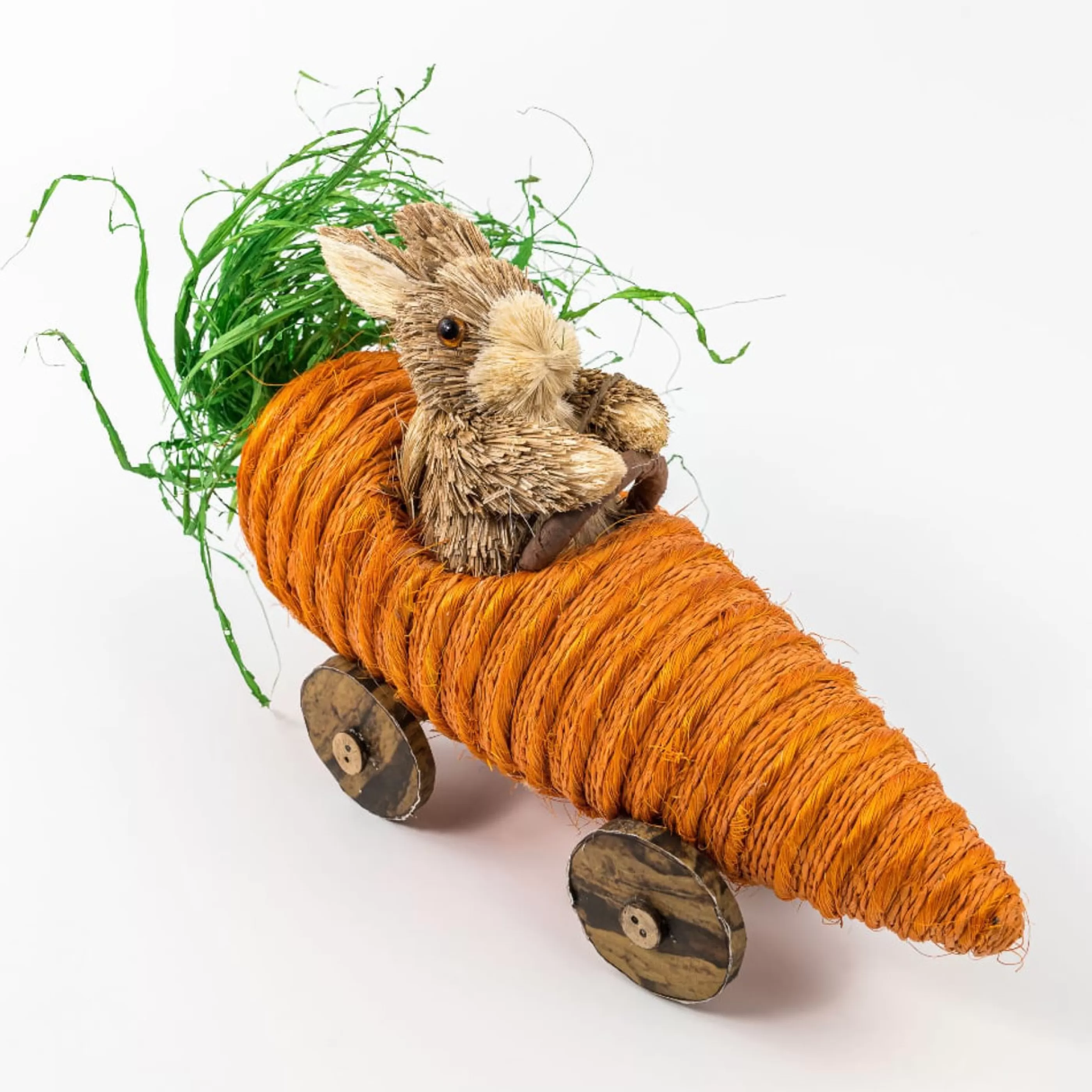 Hot Easter Town Brown Easter Bunny In Carrot Car - 35Cm