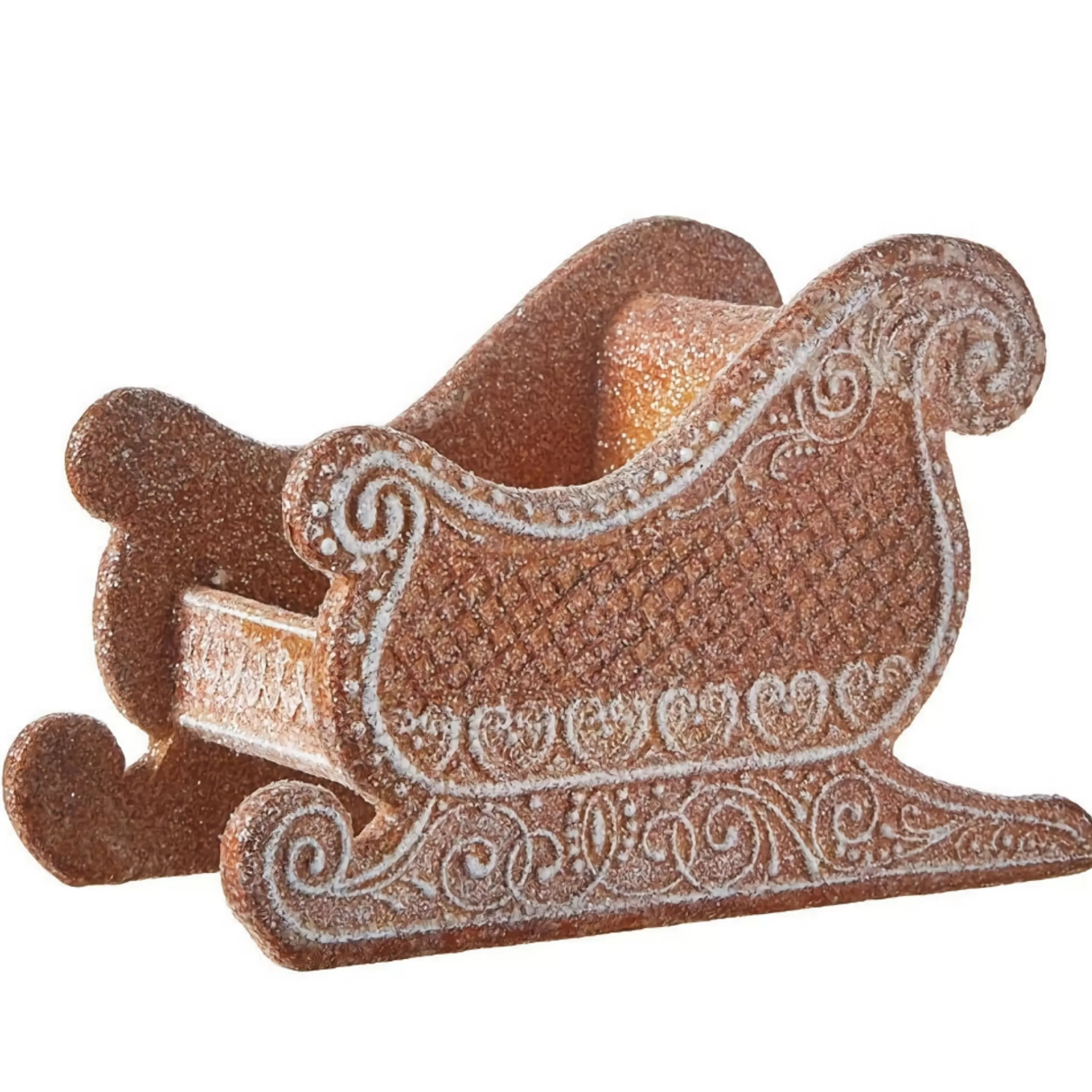 RAZ Imports Table Top Decorations | Brown Gingerbread With White Icing Sleigh - 18Cm