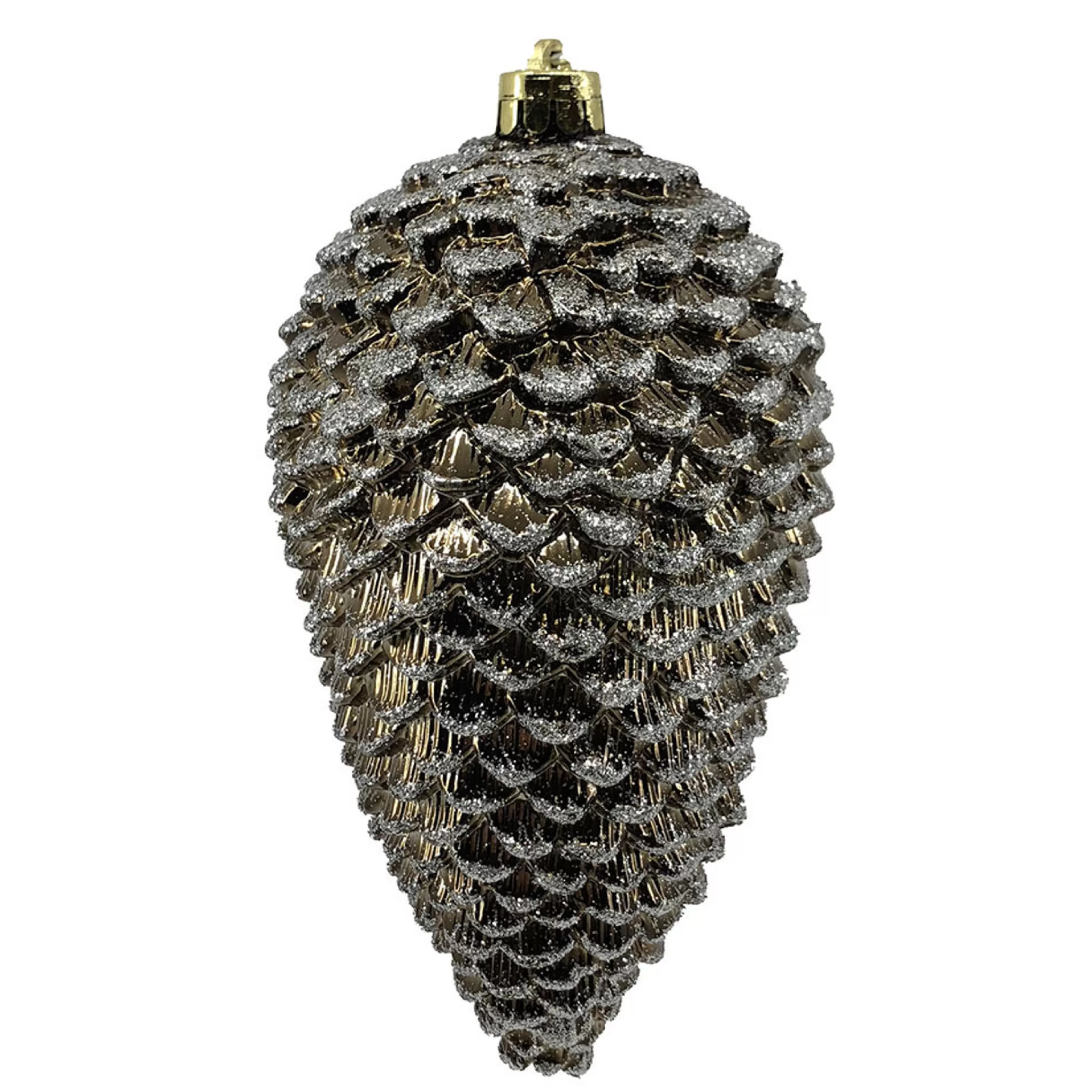 * Hanging Christmas Ornaments | Brown Glittered Hanging Pinecone - 17Cm