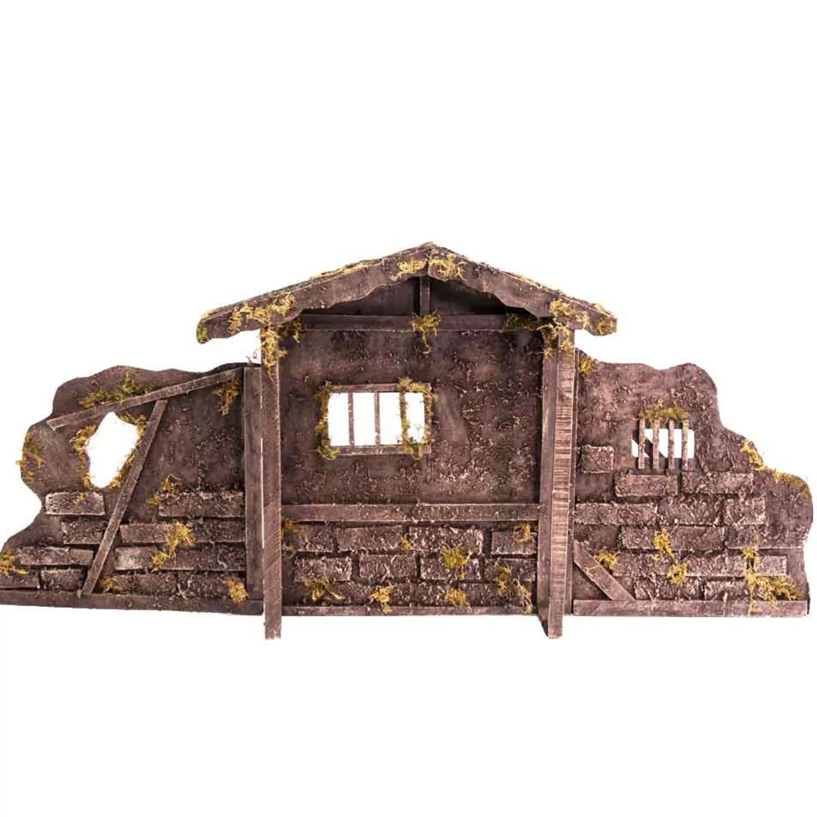 New * Brown Nativity Stable - 35Cm