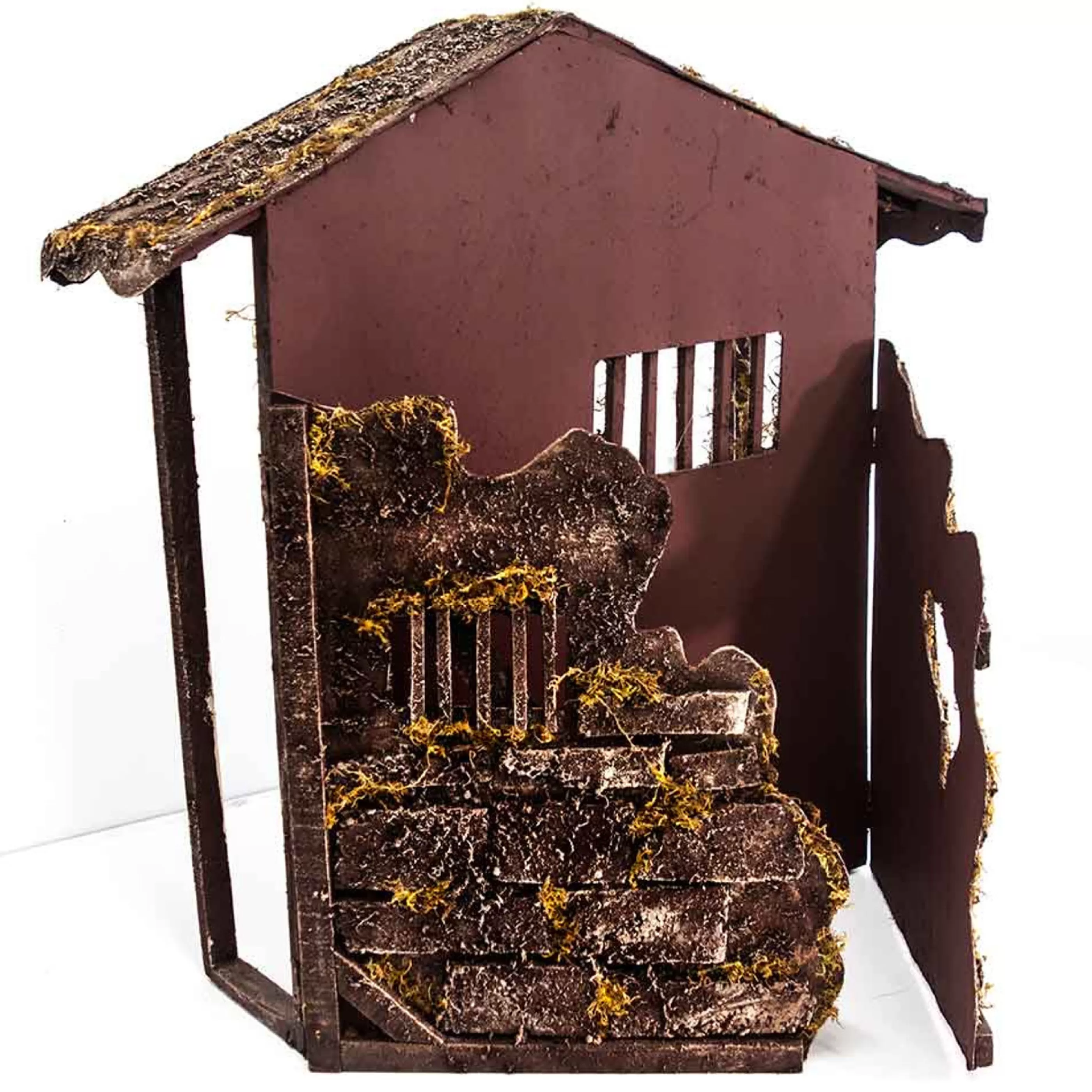 Sale * Brown Nativity Stable - 45Cm