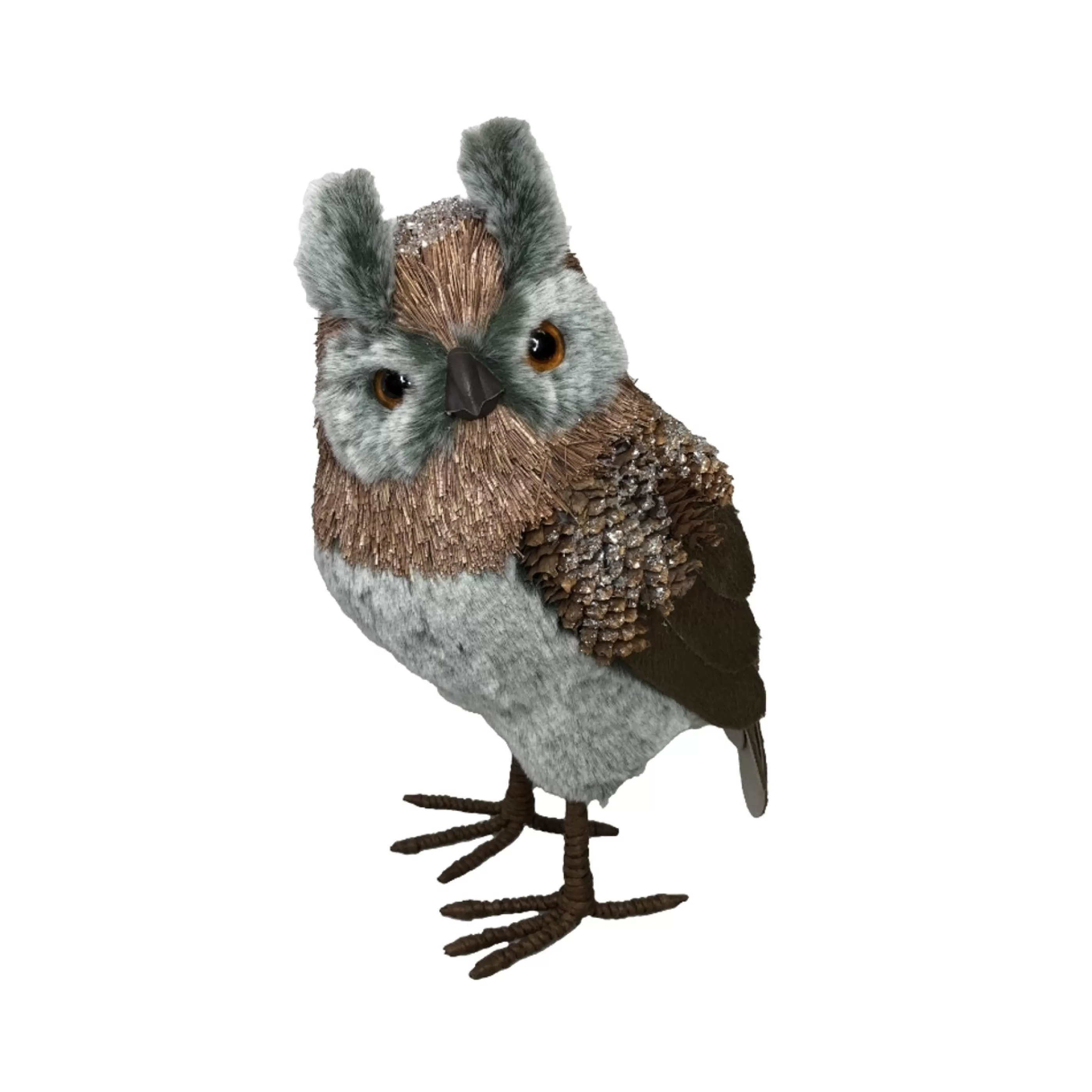 * Birds & Butterflies | Brown Wooden Bristle Owl - 24Cm