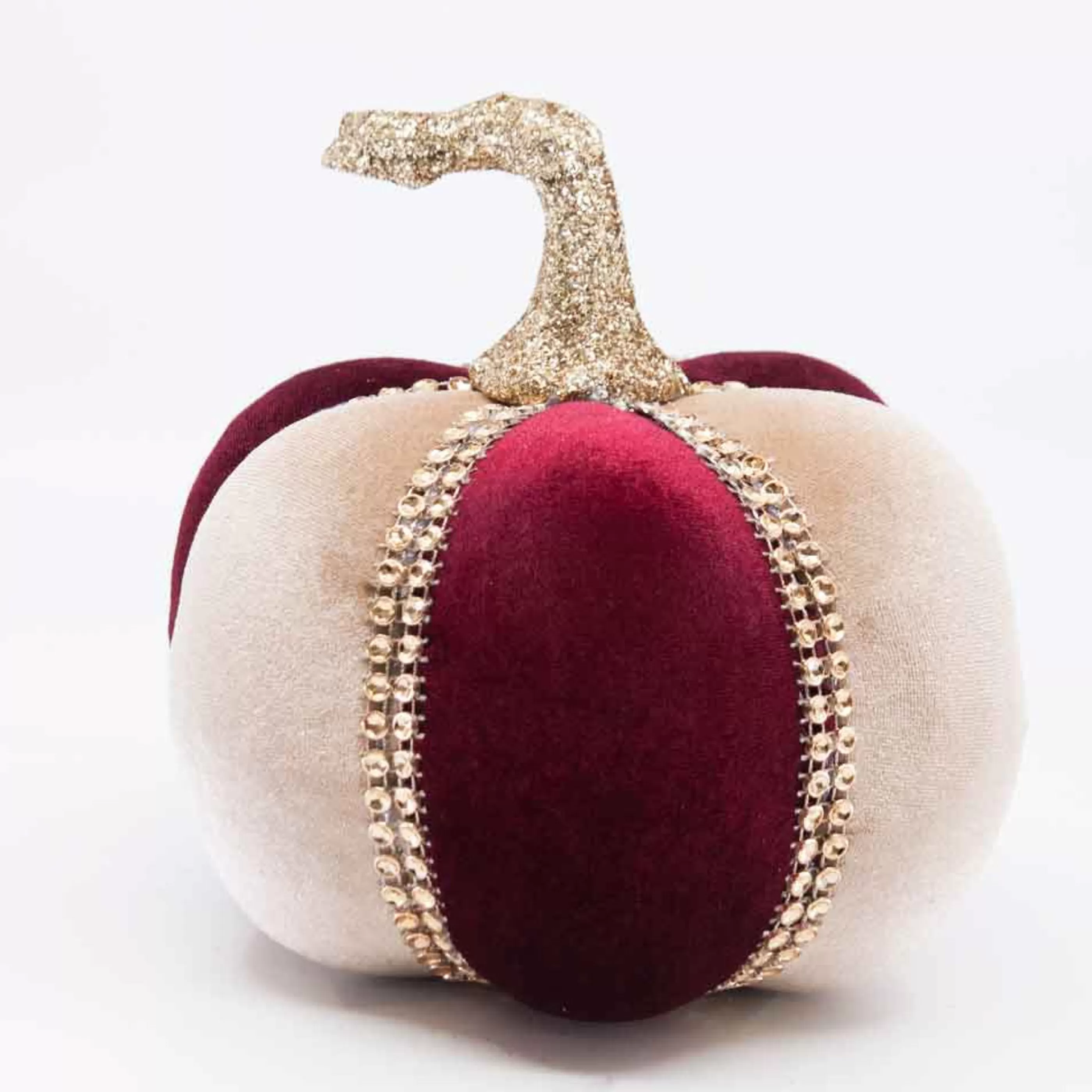 Fashion Witches of Halloween Burgundy And Cream Jewelled Pumpkin - 16Cm