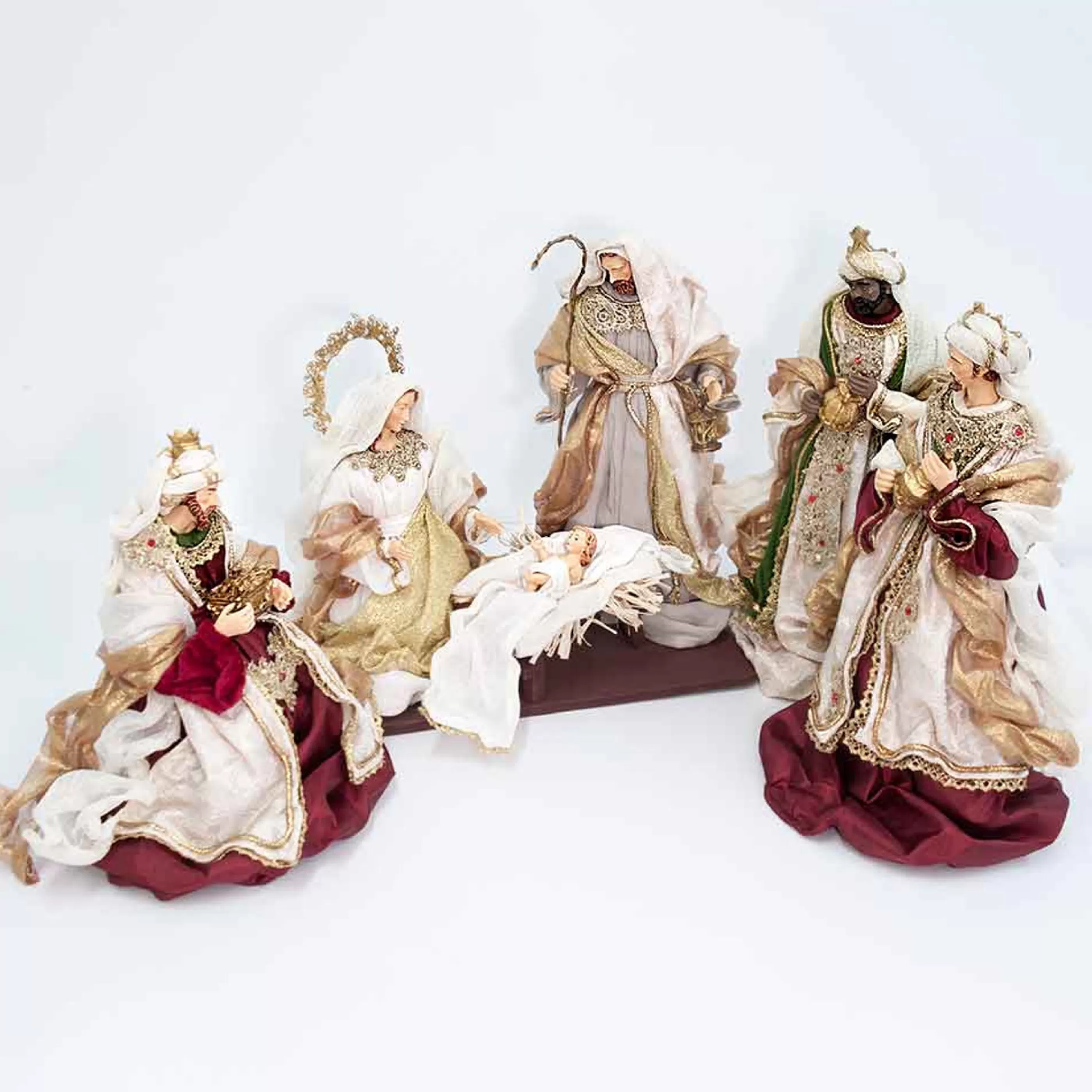 Best Sale * Burgundy Gold Nativity Set (Holy Family On Base) - 35Cm