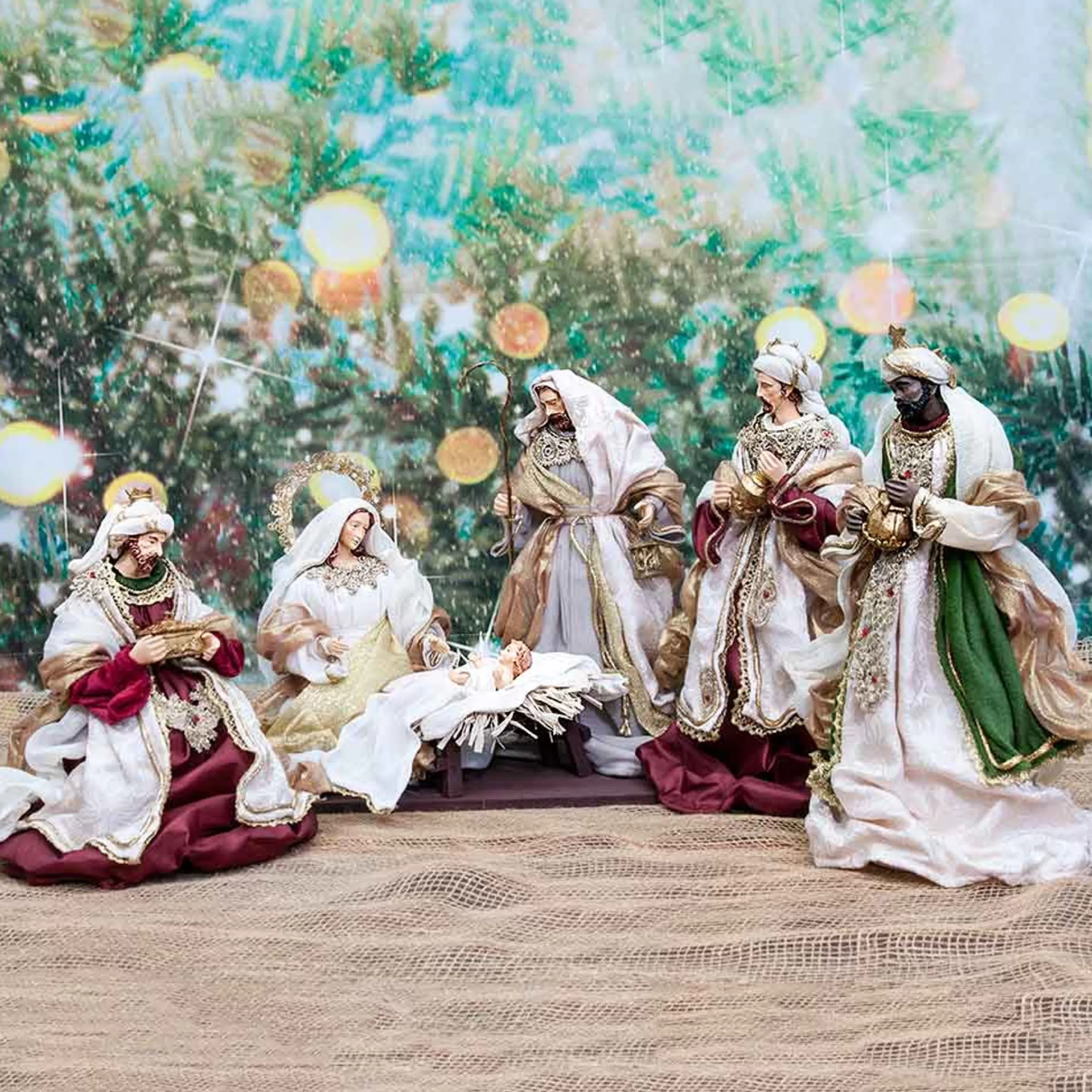 Best Sale * Burgundy Gold Nativity Set (Holy Family On Base) - 35Cm