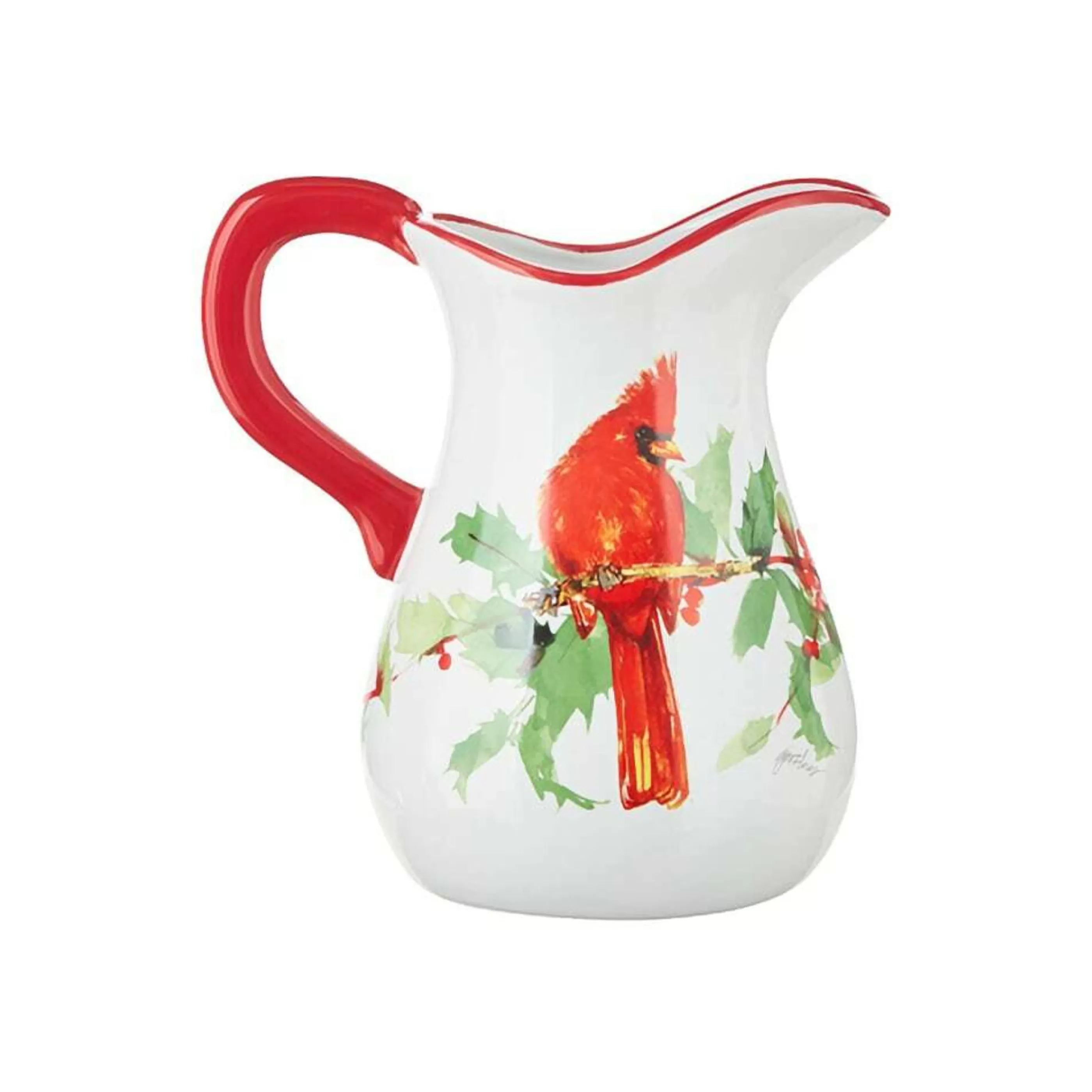 RAZ Imports Table Top Decorations | Cardinal On Holly Branch Pitcher - 23Cm