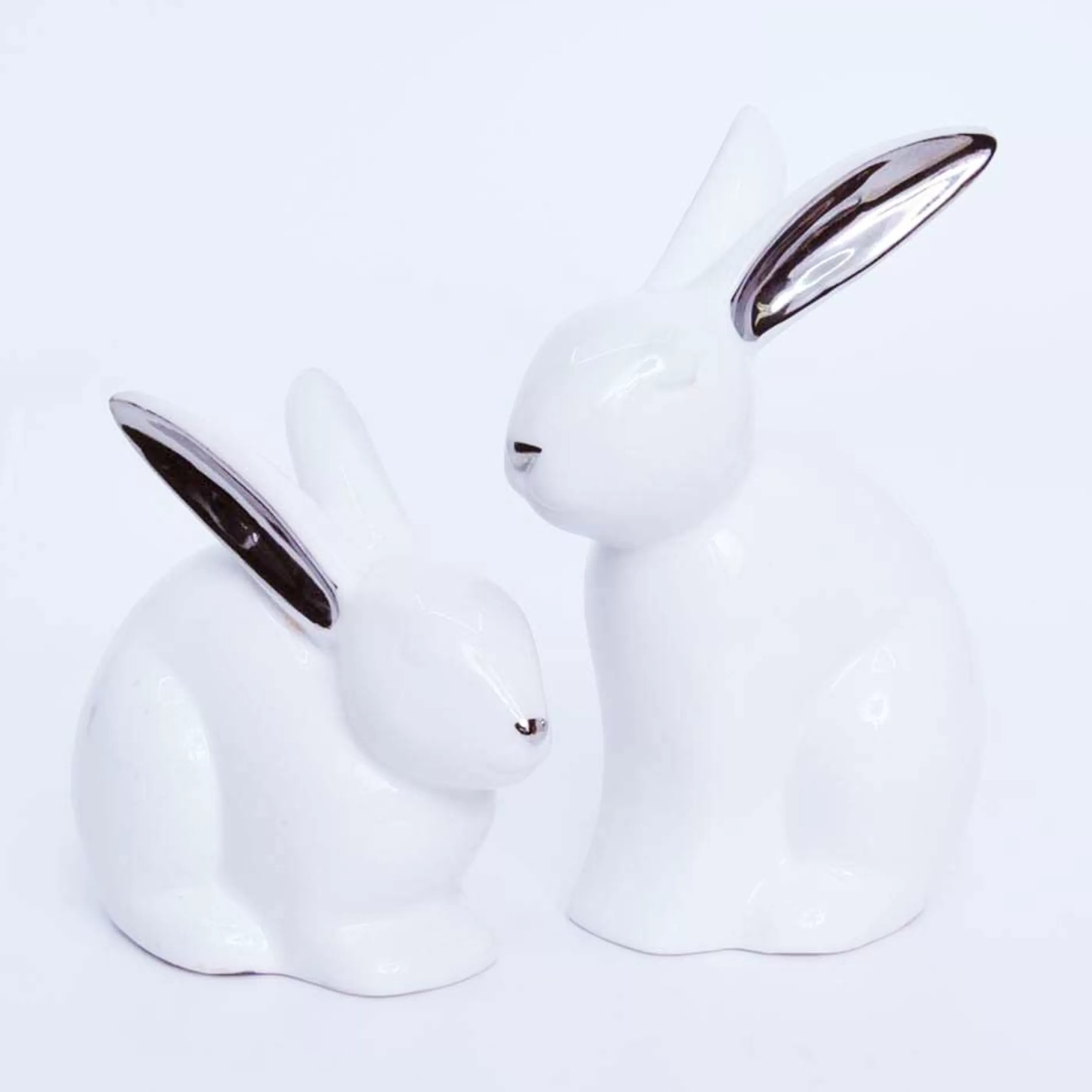 Clearance Easter Town Ceramic White Cuddling Bunnies (Set Of 2) - 13Cm