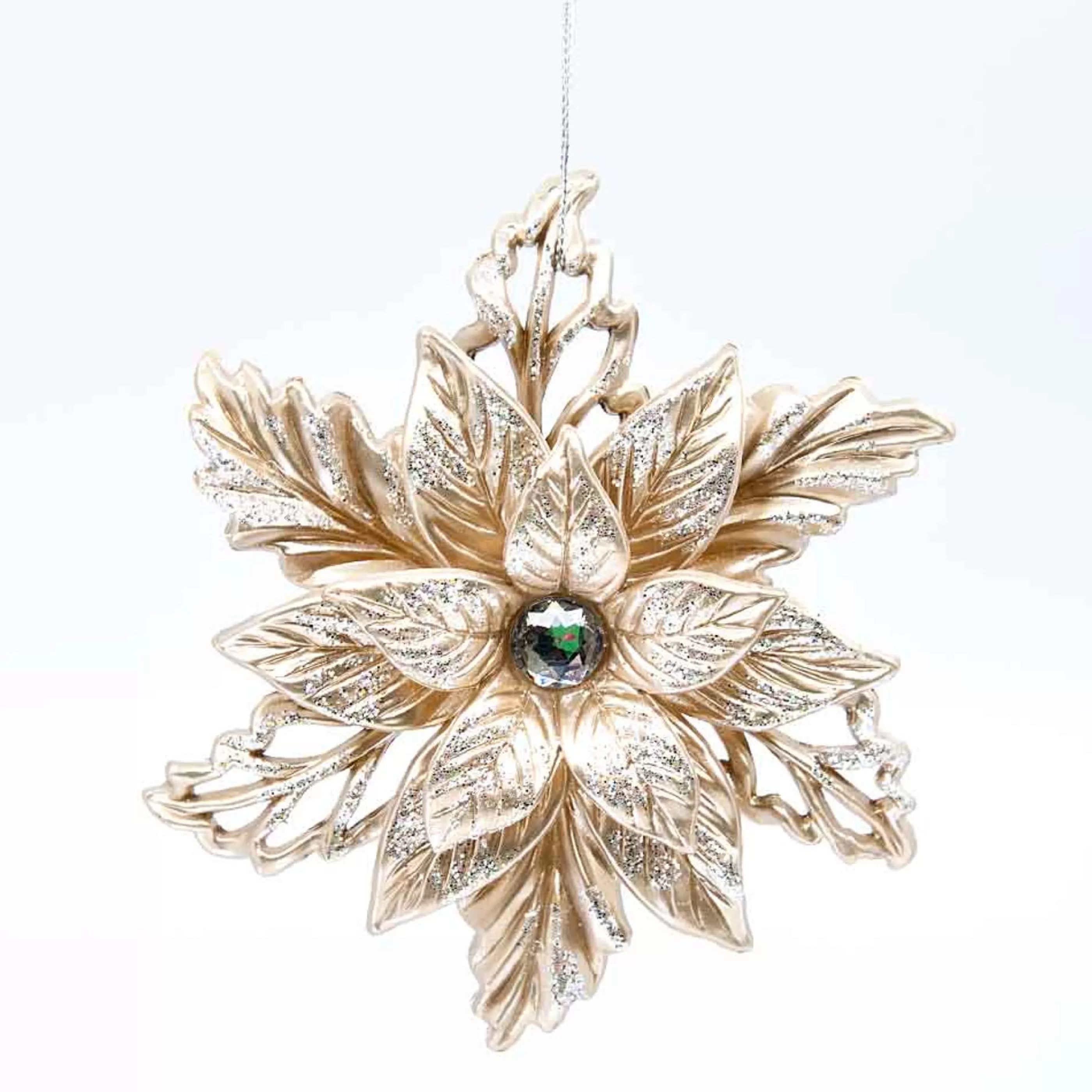 * Hanging Christmas Ornaments | Champagne Flower Hanging Ornament - 9.5Cm