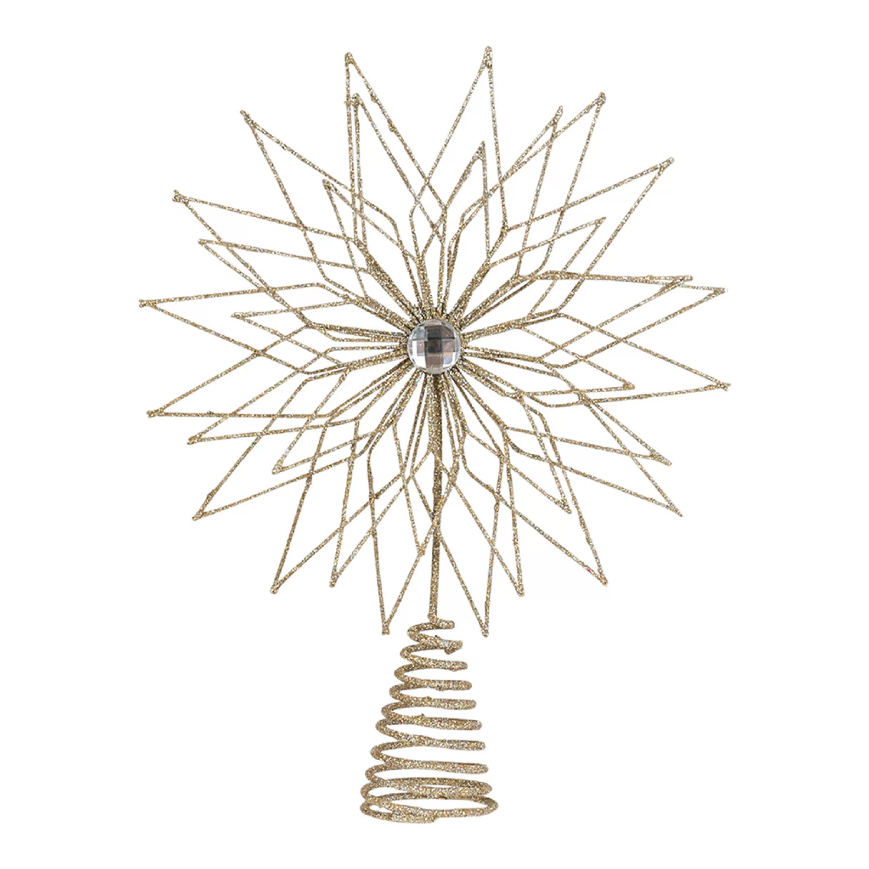 Flash Sale * Champagne Flowerburst Wire Tree Topper - 30Cm