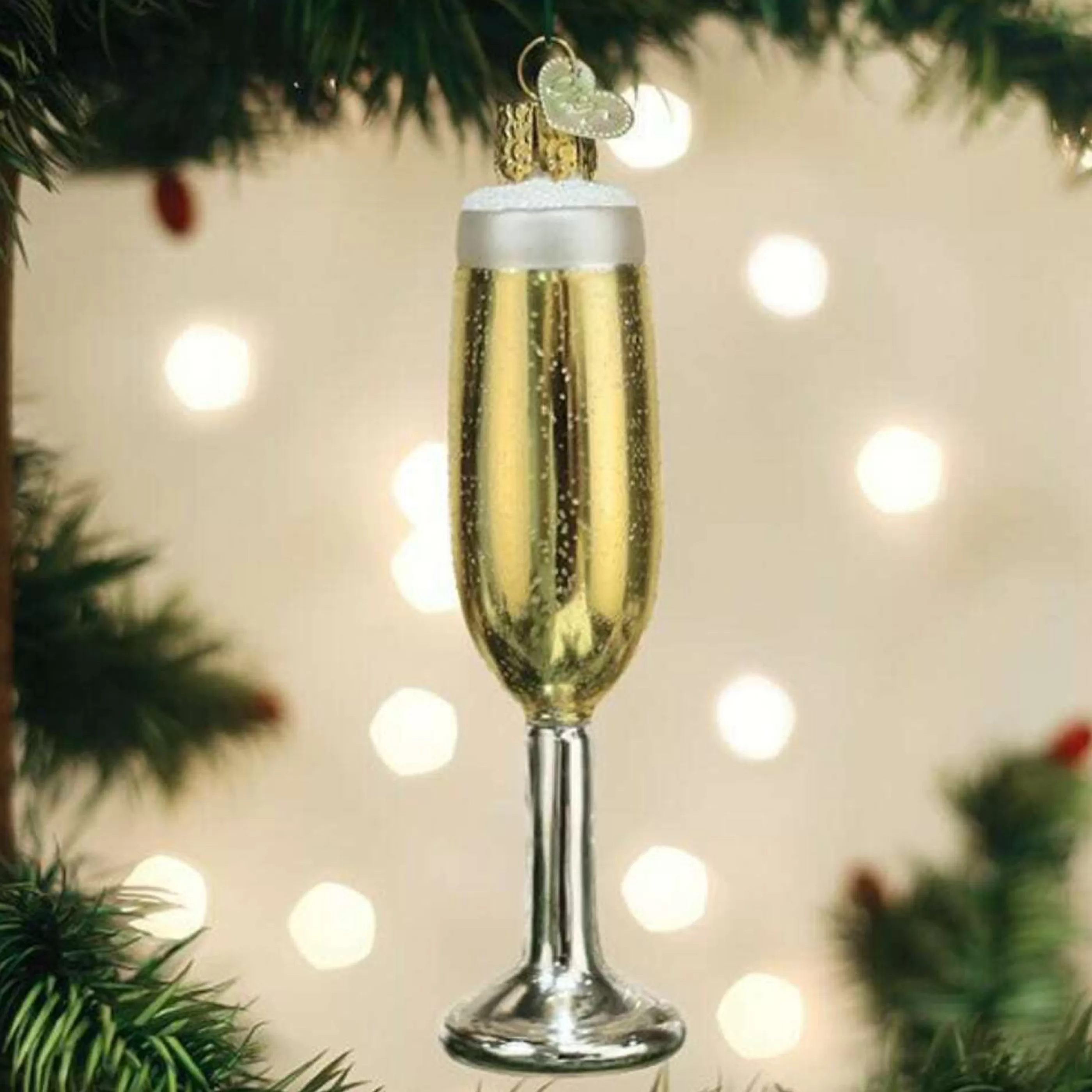 Old World Christmas Glass Hanging Christmas Ornaments | Champagne Flute Glass Ornament - 12.5Cm