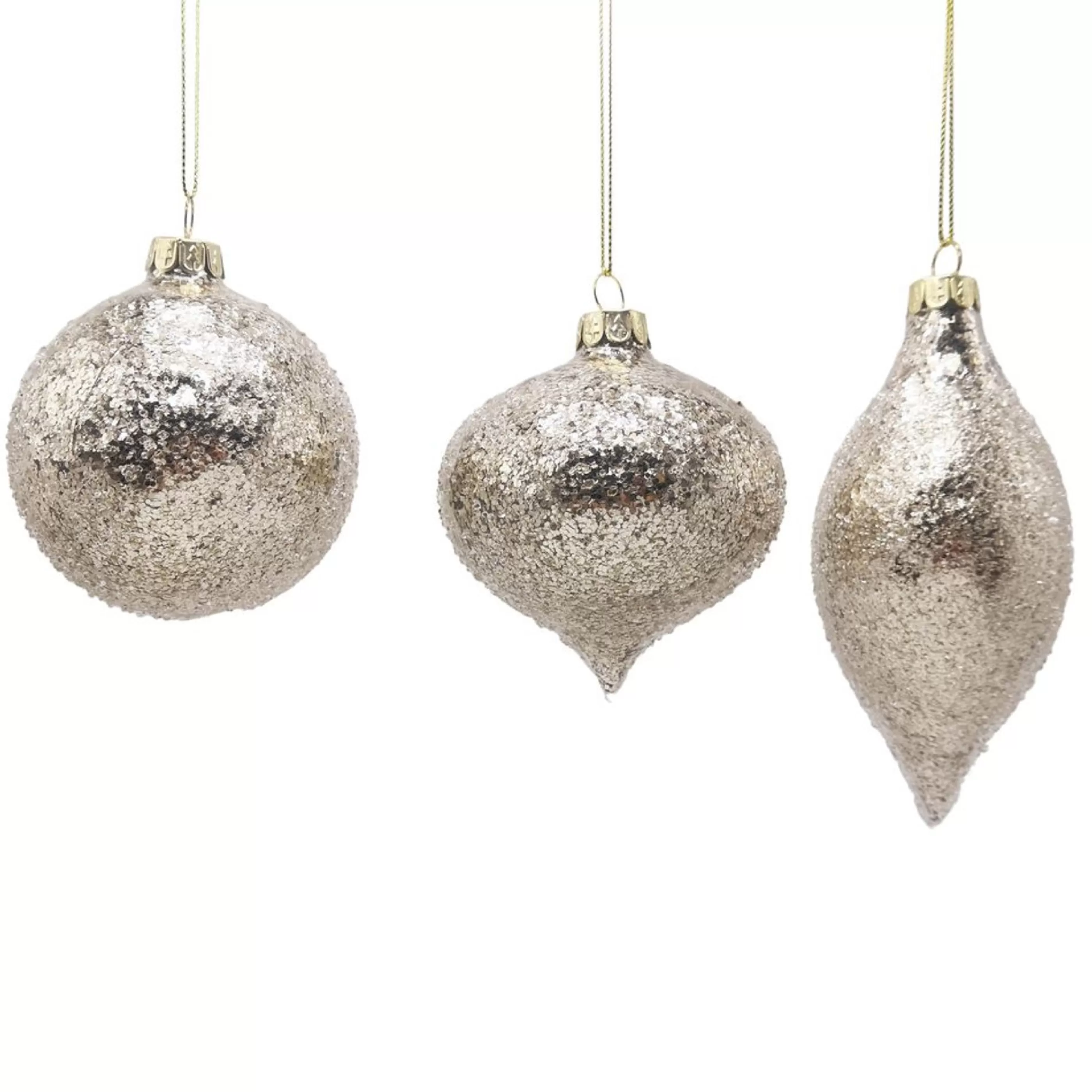 * Hanging Christmas Ornaments | Champagne Glass Bauble (3 Styles) - 8Cm