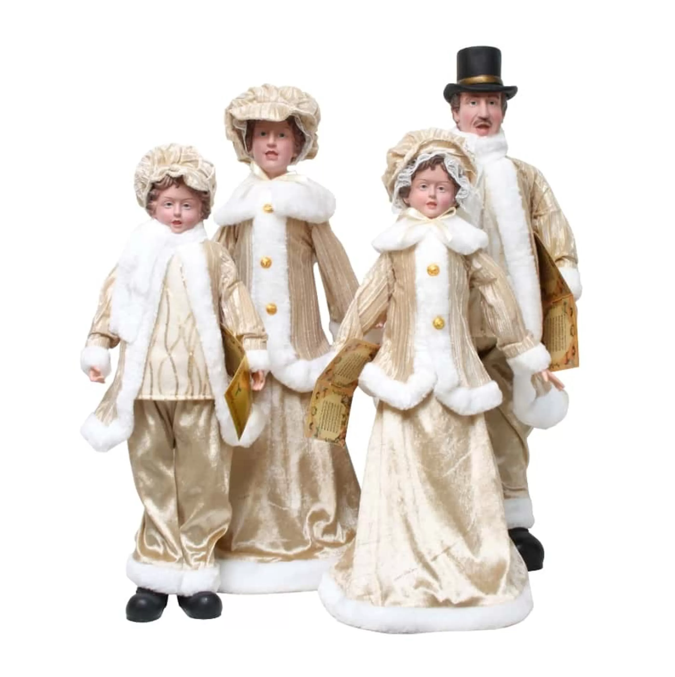 * Table Top Decorations | Champagne Gold Caroler Family (Set Of 4) - 65Cm