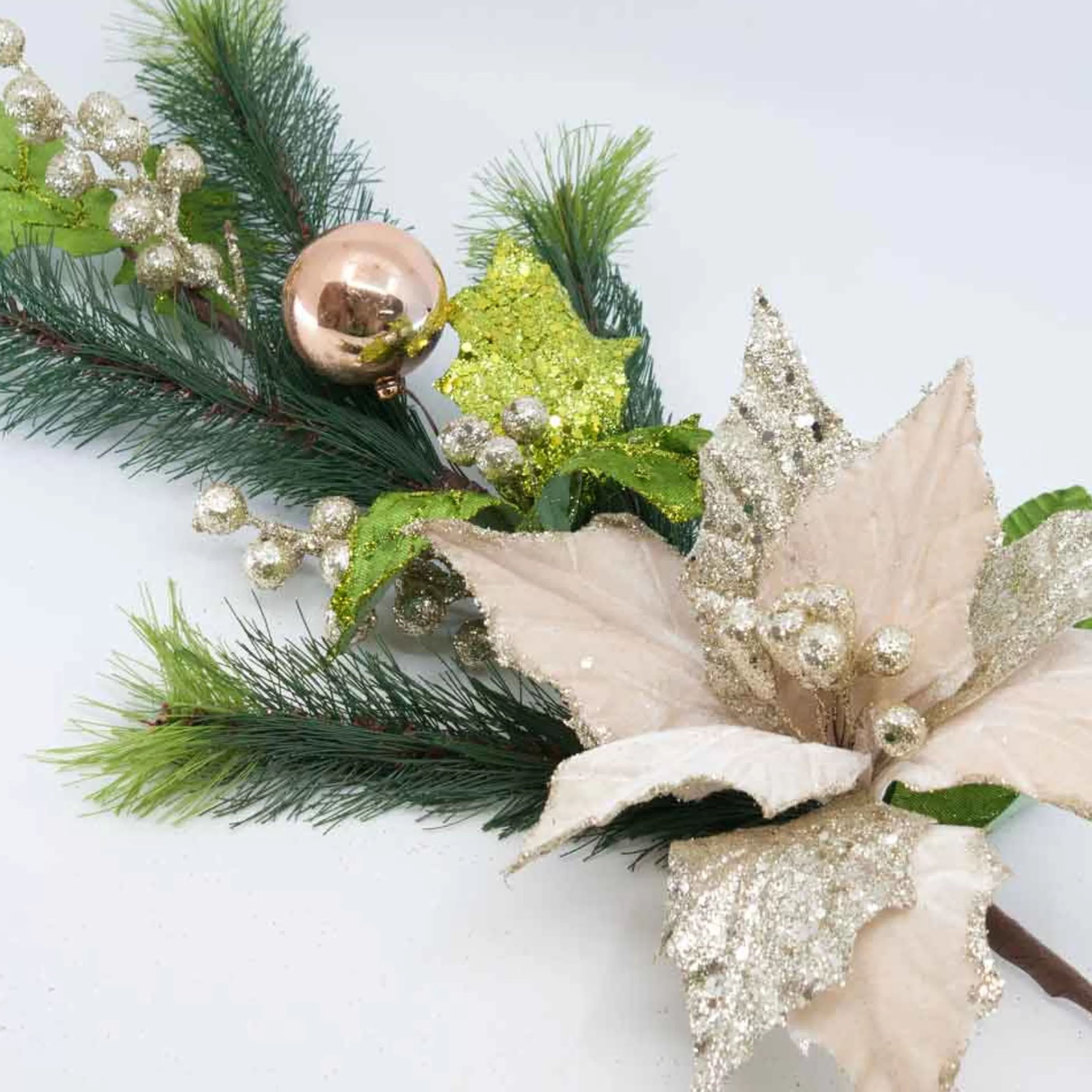 * Festive Sprays | Champagne Holly Spray - 50Cm