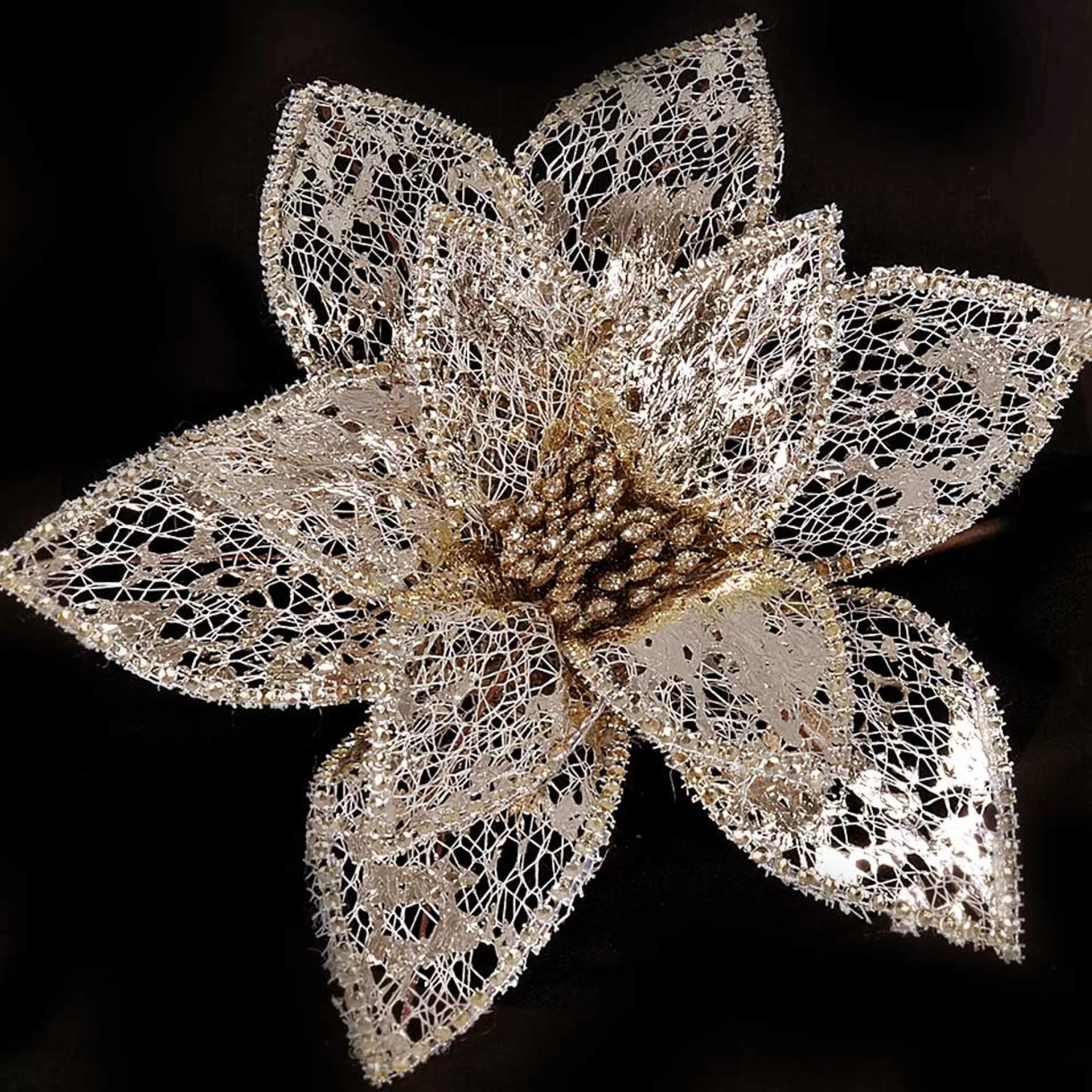 * Floristry | Champagne Lace Magnolia With Diamonte Detail - 31Cm