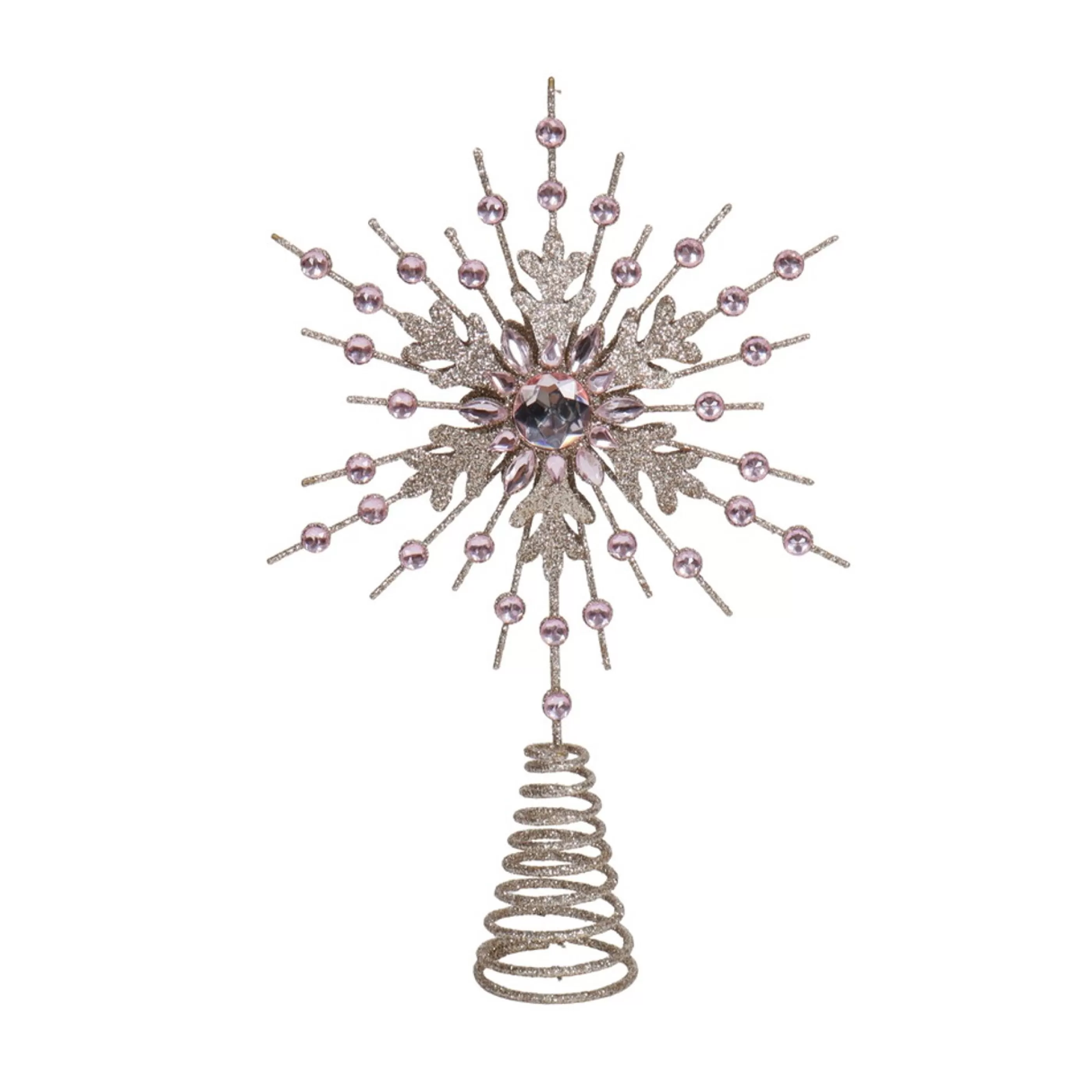 New * Champagne Pink Wire Jewel Star Tree Topper - 34Cm