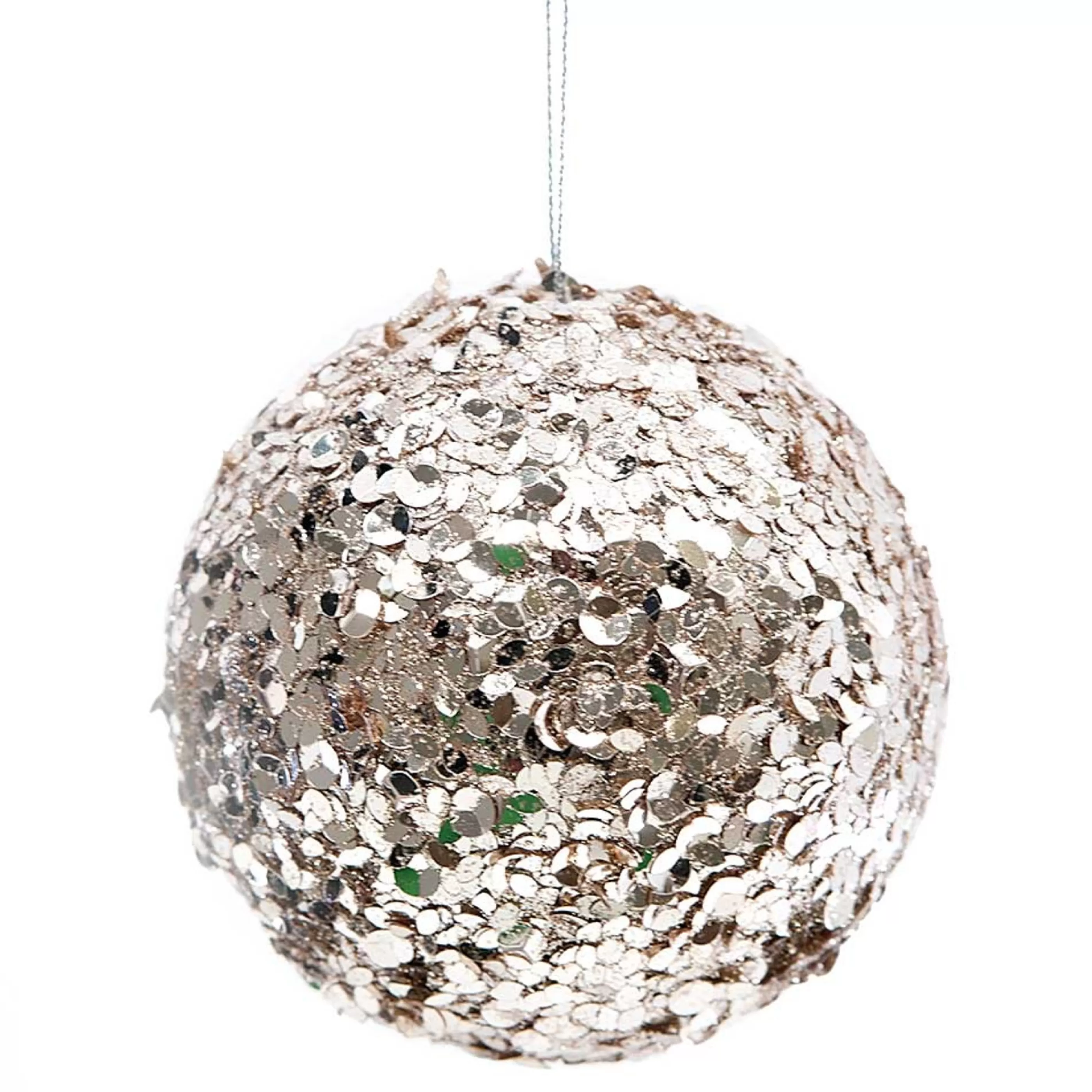 * Hanging Christmas Baubles | Champagne Sparkle Sequin Hanging Bauble - 10Cm