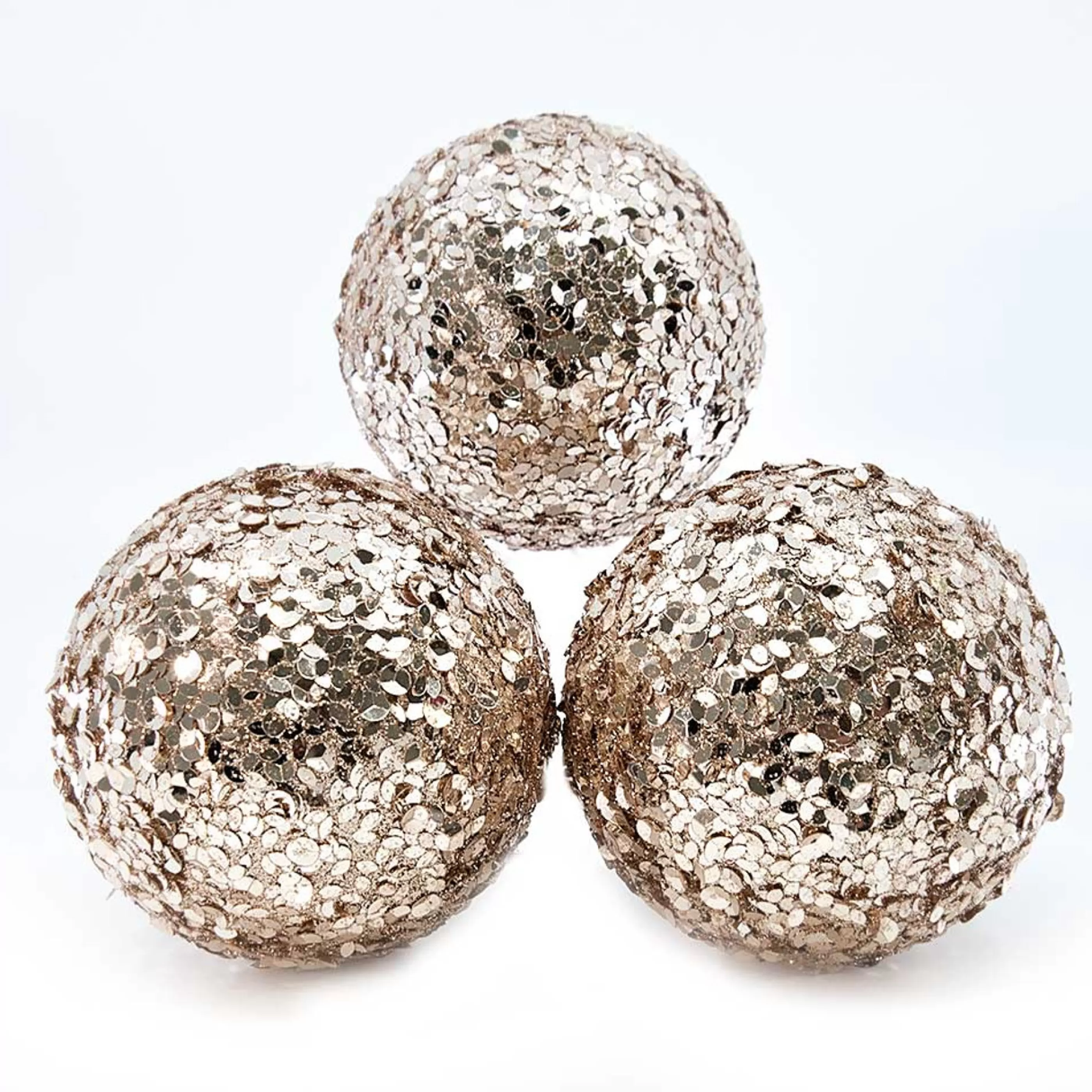 * Hanging Christmas Baubles | Champagne Sparkle Sequin Hanging Bauble - 10Cm