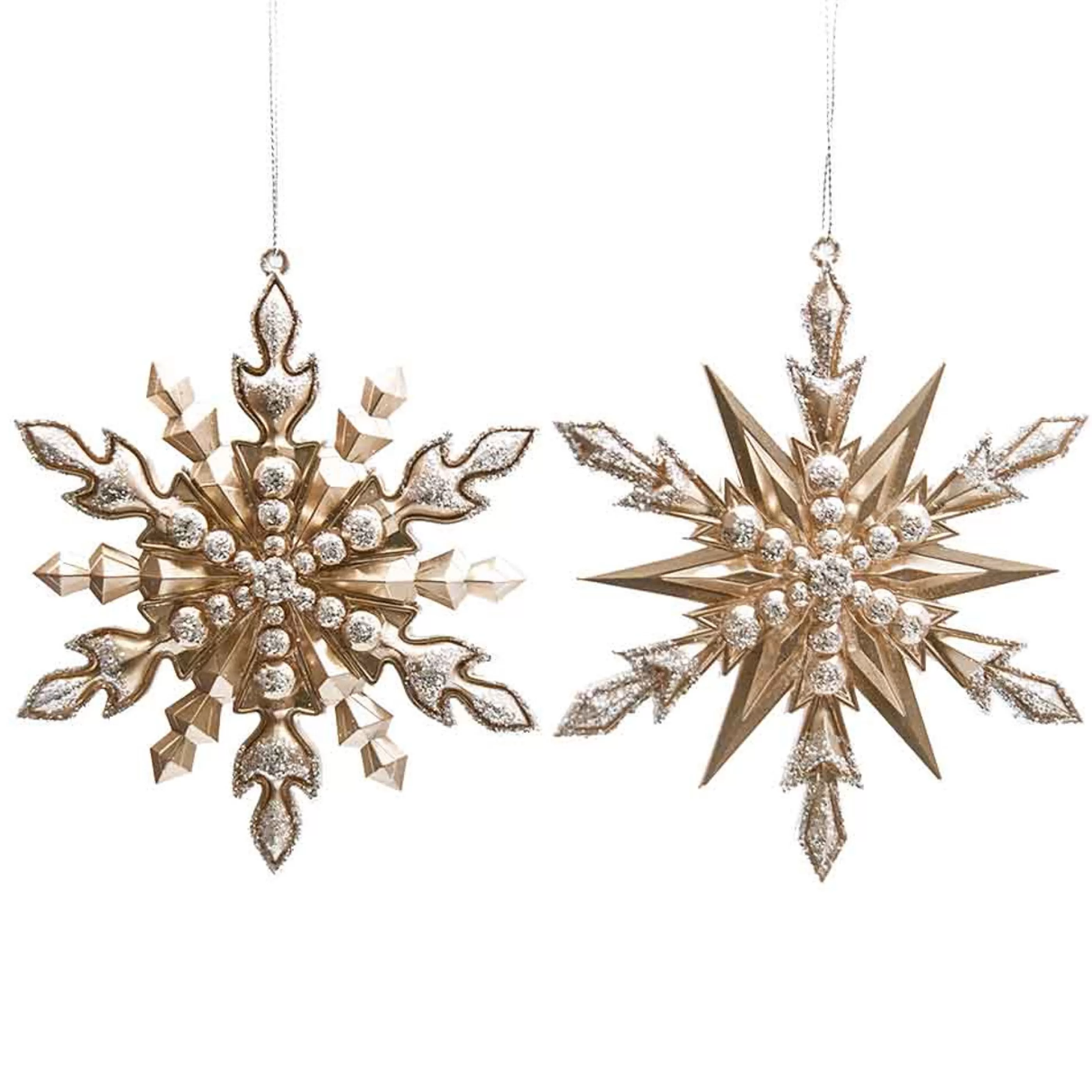 * Hanging Christmas Ornaments | Champagne Stars (2 Styles) - 4.5Cm