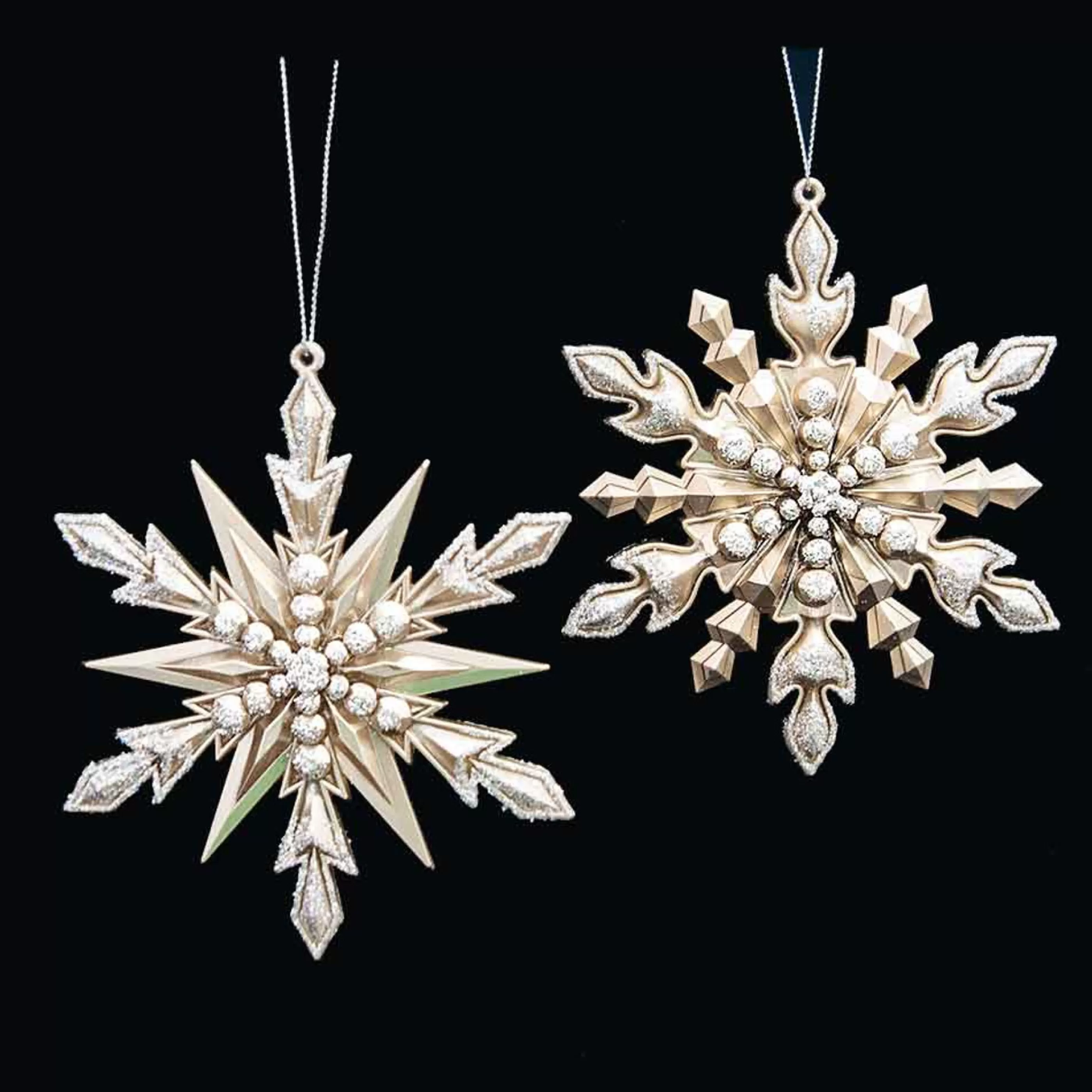 * Hanging Christmas Ornaments | Champagne Stars (2 Styles) - 4.5Cm